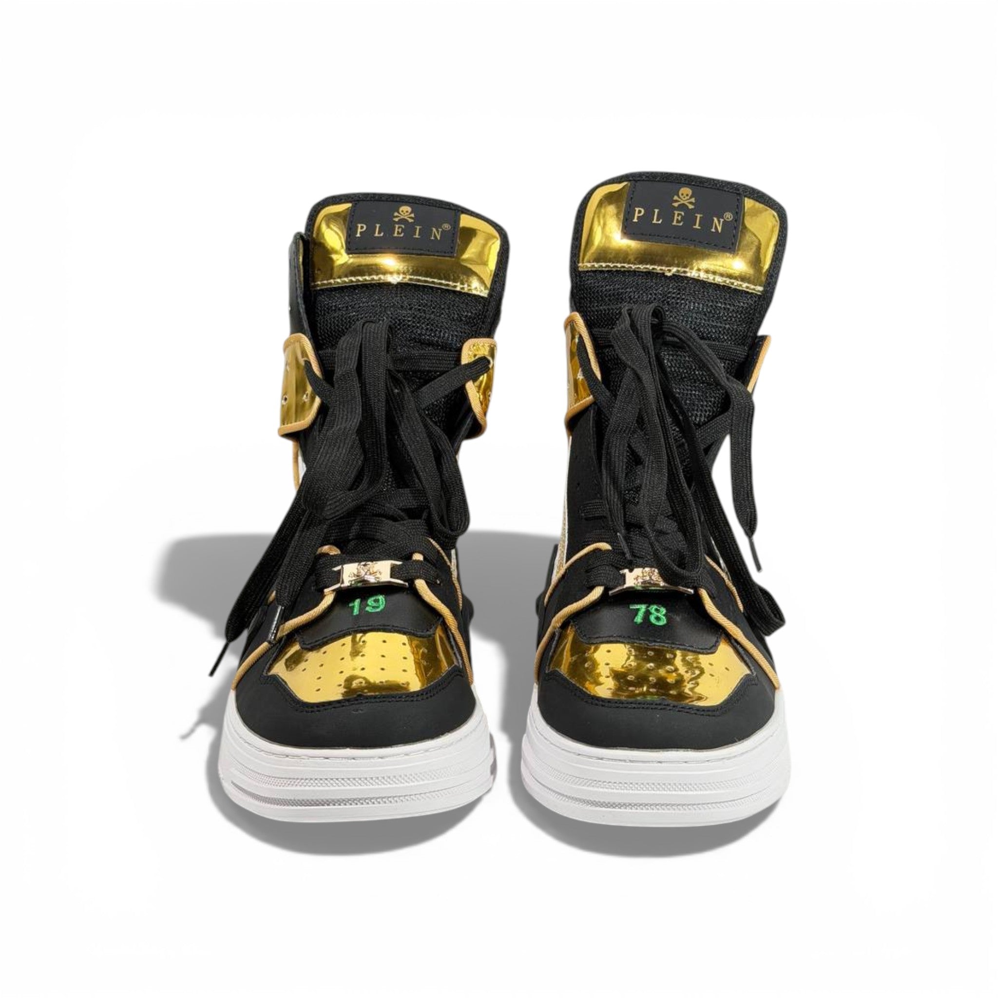๐ Philipp Plein Black & Gold High-Top Sneakers ๐๐ฅ