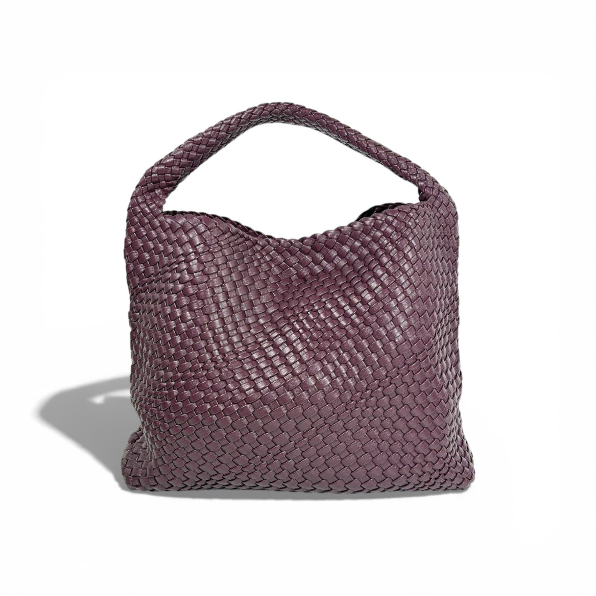 👜 Bottega-Inspired Burgundy Woven Hobo Bag with Matching Pouch – Luxury Set 🍷✨