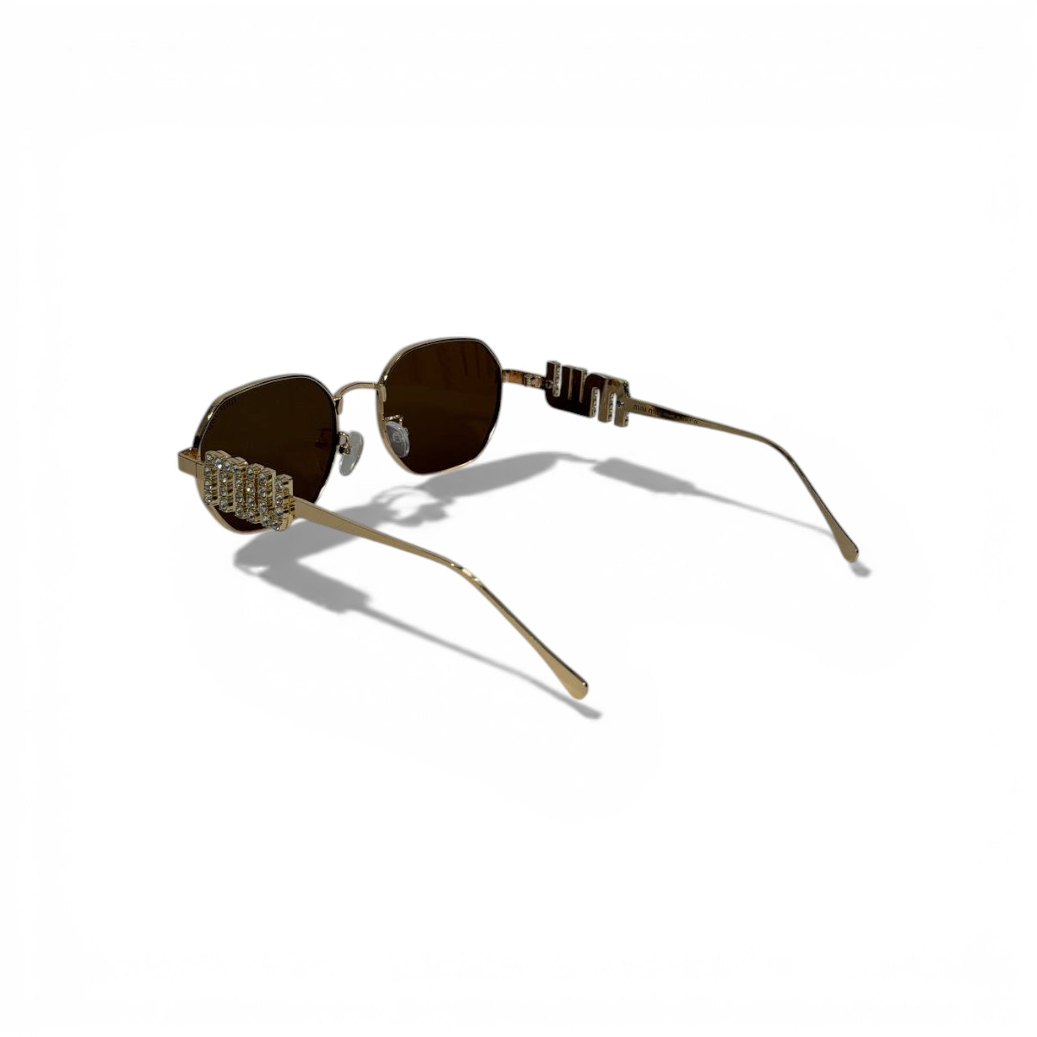 🕶️✨ Miu Miu Gold Square Sunglasses with Crystal Side Detail ✨🕶️