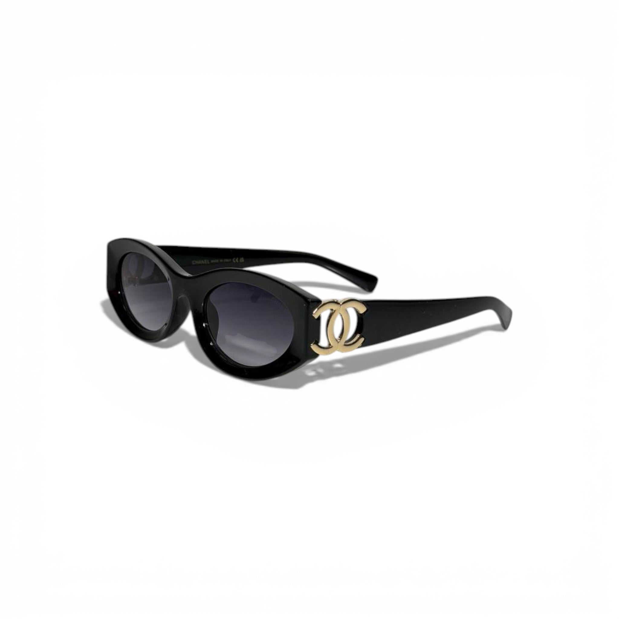 Chanel Oval Sunglasses – Black with Gold CC Icon 🕶️✨