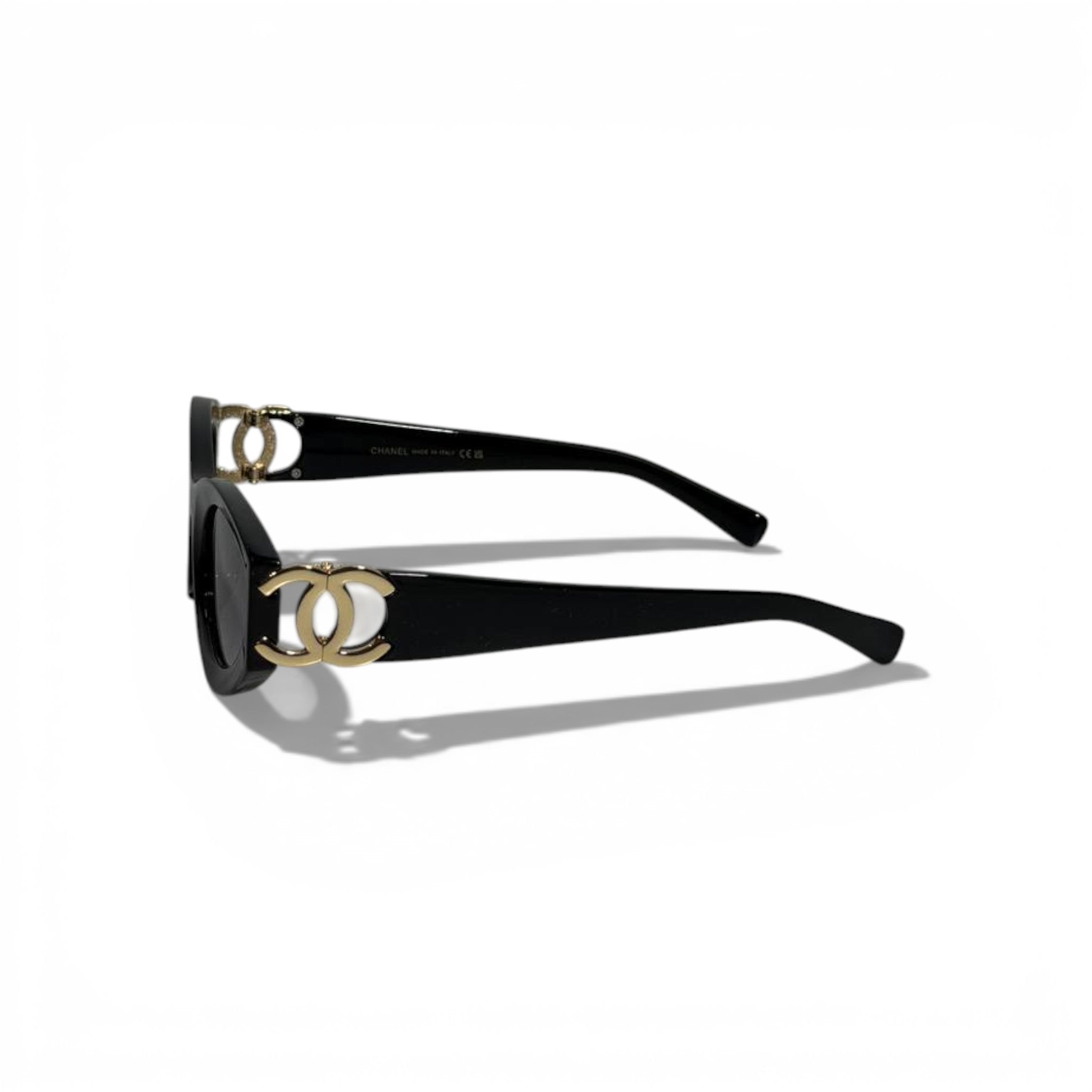 Chanel Oval Sunglasses – Black with Gold CC Icon 🕶️✨