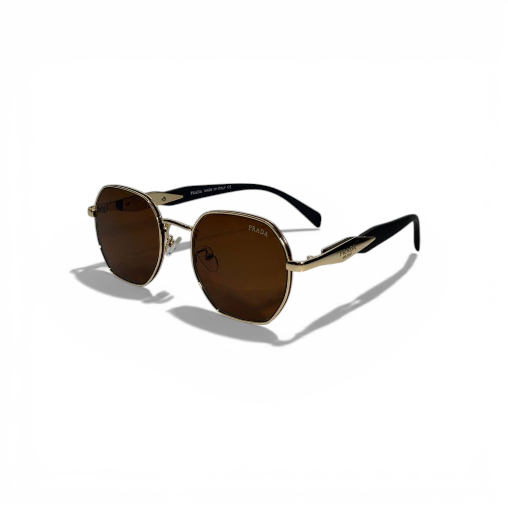 Prada Square Sunglasses – Brown Lens with Gold Frame Elegance 🕶️✨