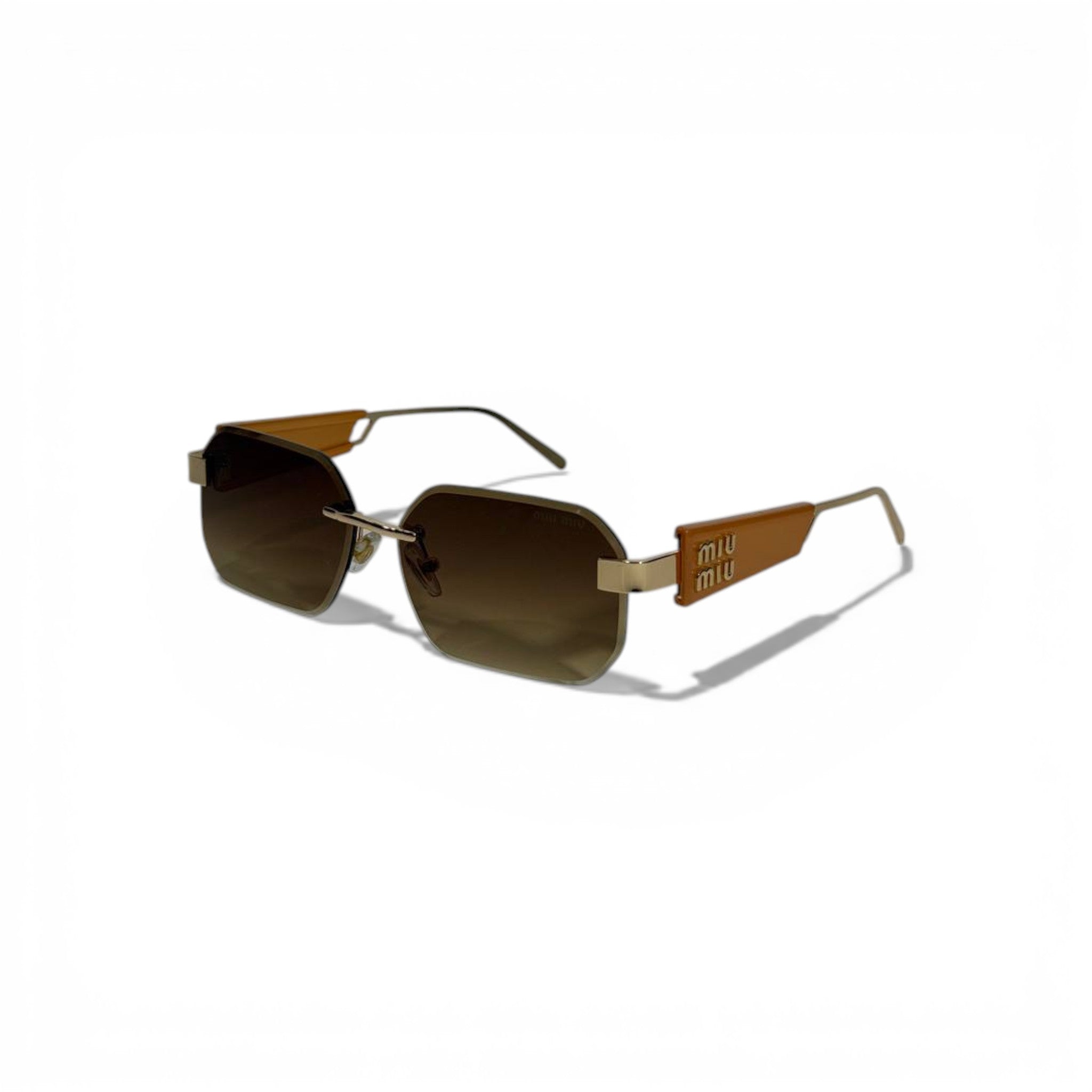 Miu Miu Rimless Square Sunglasses – Brown Lens Modern Luxury 🕶️✨