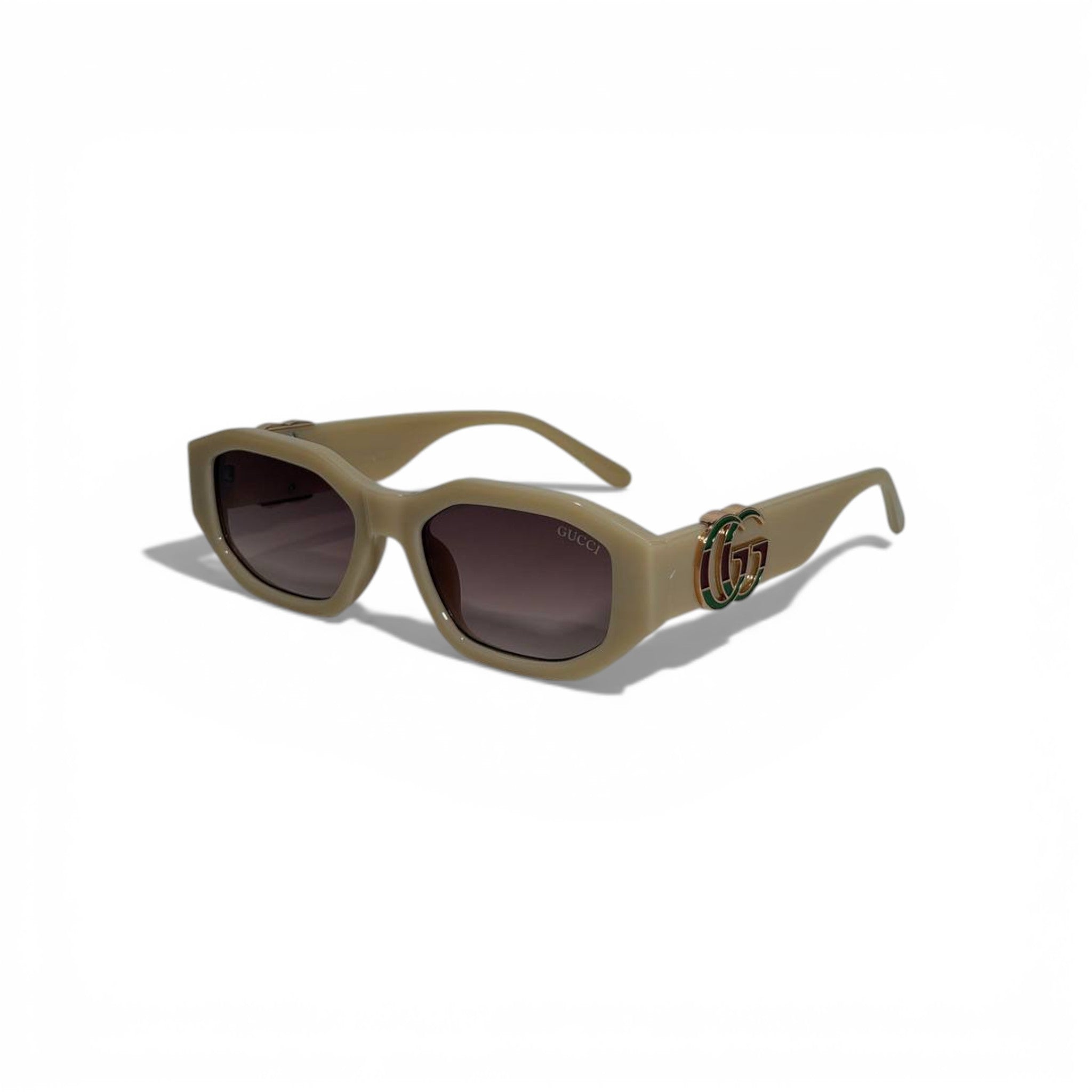 Gucci GG Logo Sunglasses – Beige Acetate with Iconic Gold Detail 🕶️✨