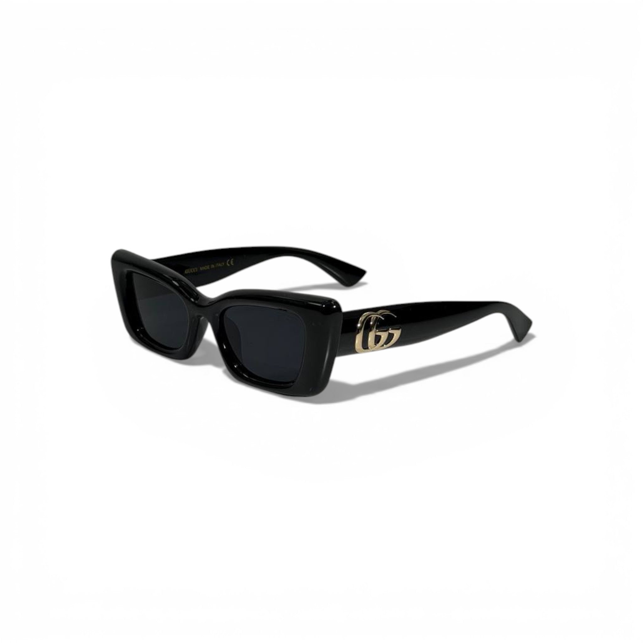 Gucci Rectangular Sunglasses Black Frame GG Gold Logo Luxury Icon 🖤🕶️✨