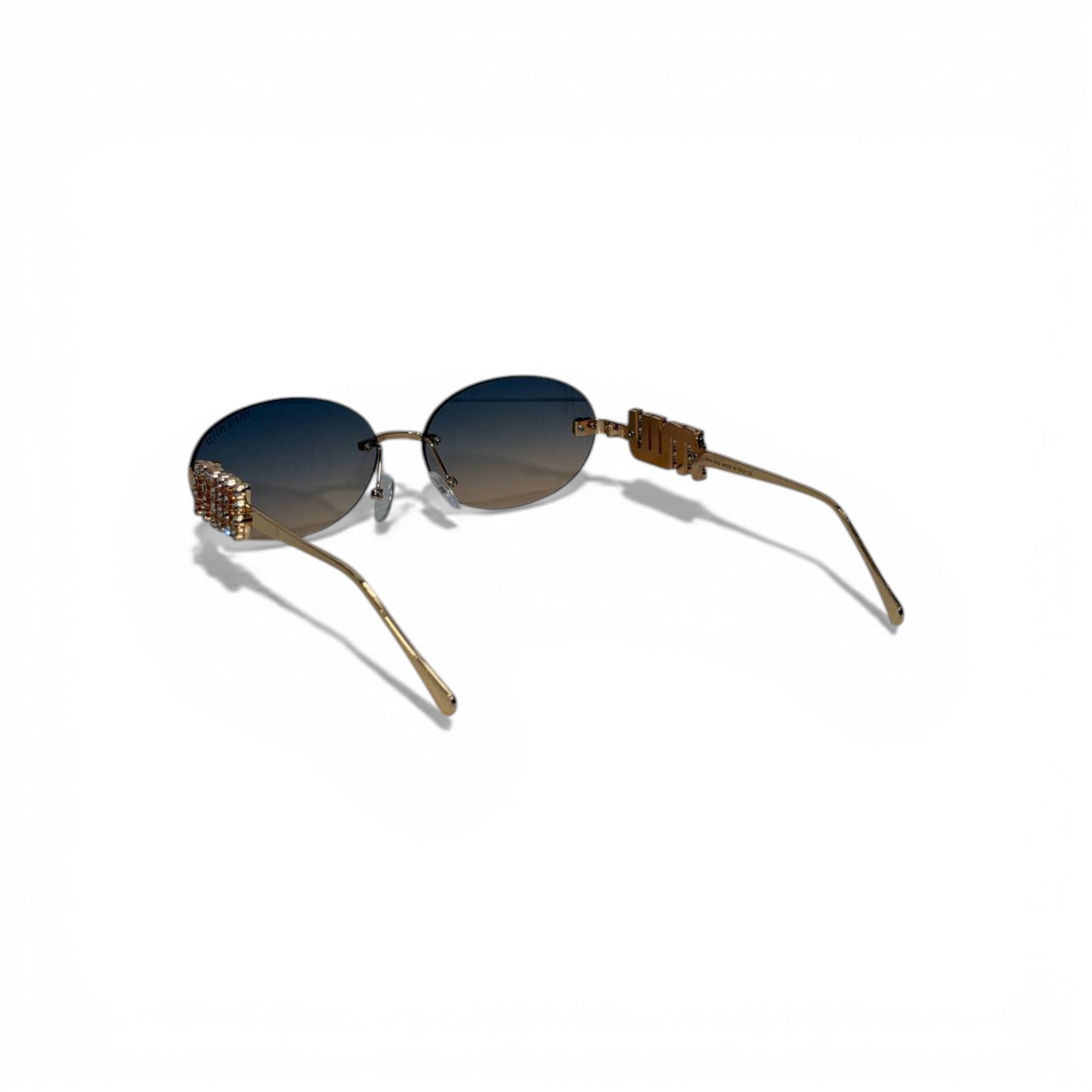 Miu Miu Luxury Rimless Sunglasses – Blue Accent Design & Gradient Lenses 💙✨