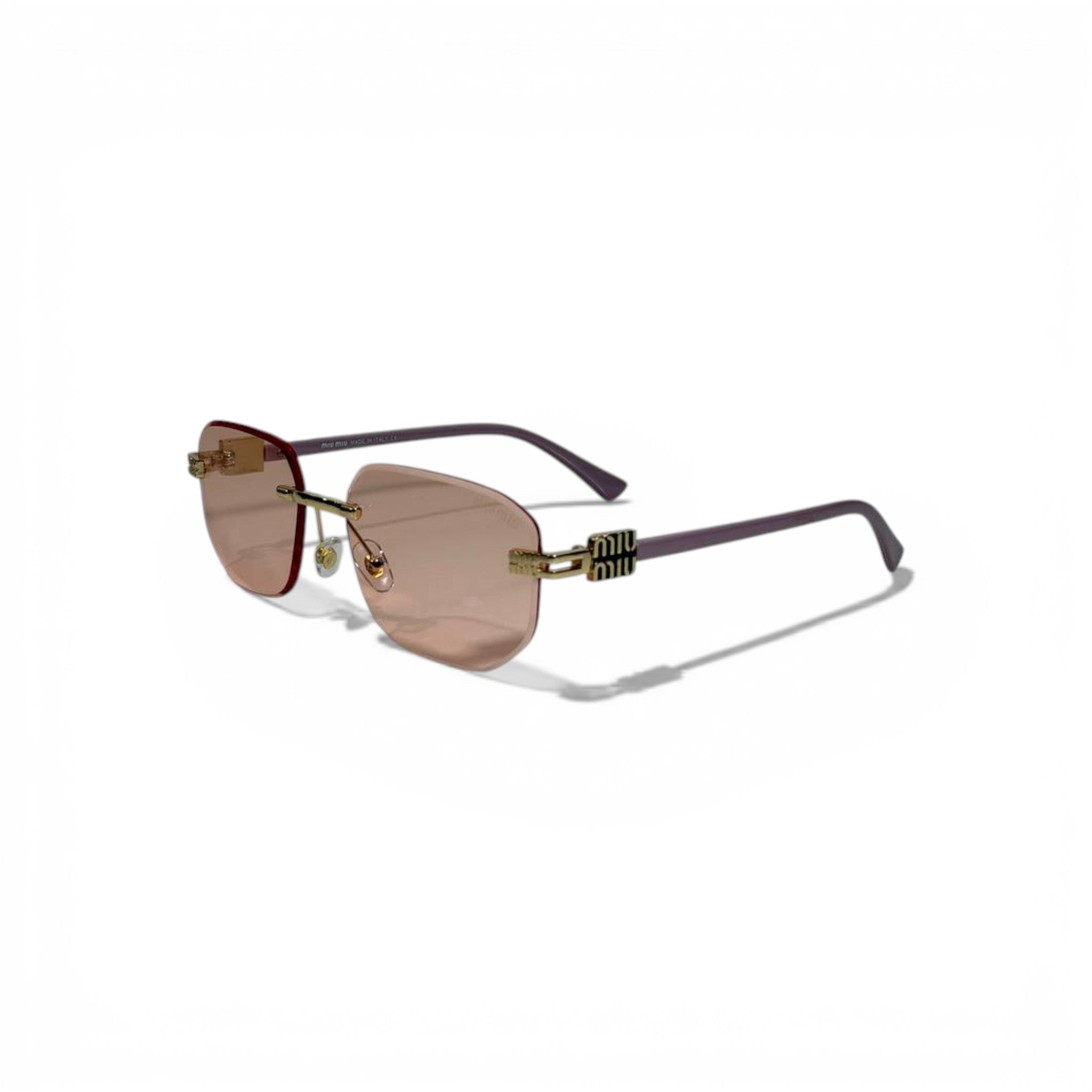✨🕶️ Miu Miu Luxury Rimless Sunglasses – Rose Gradient & Gold Accents 🕶️✨