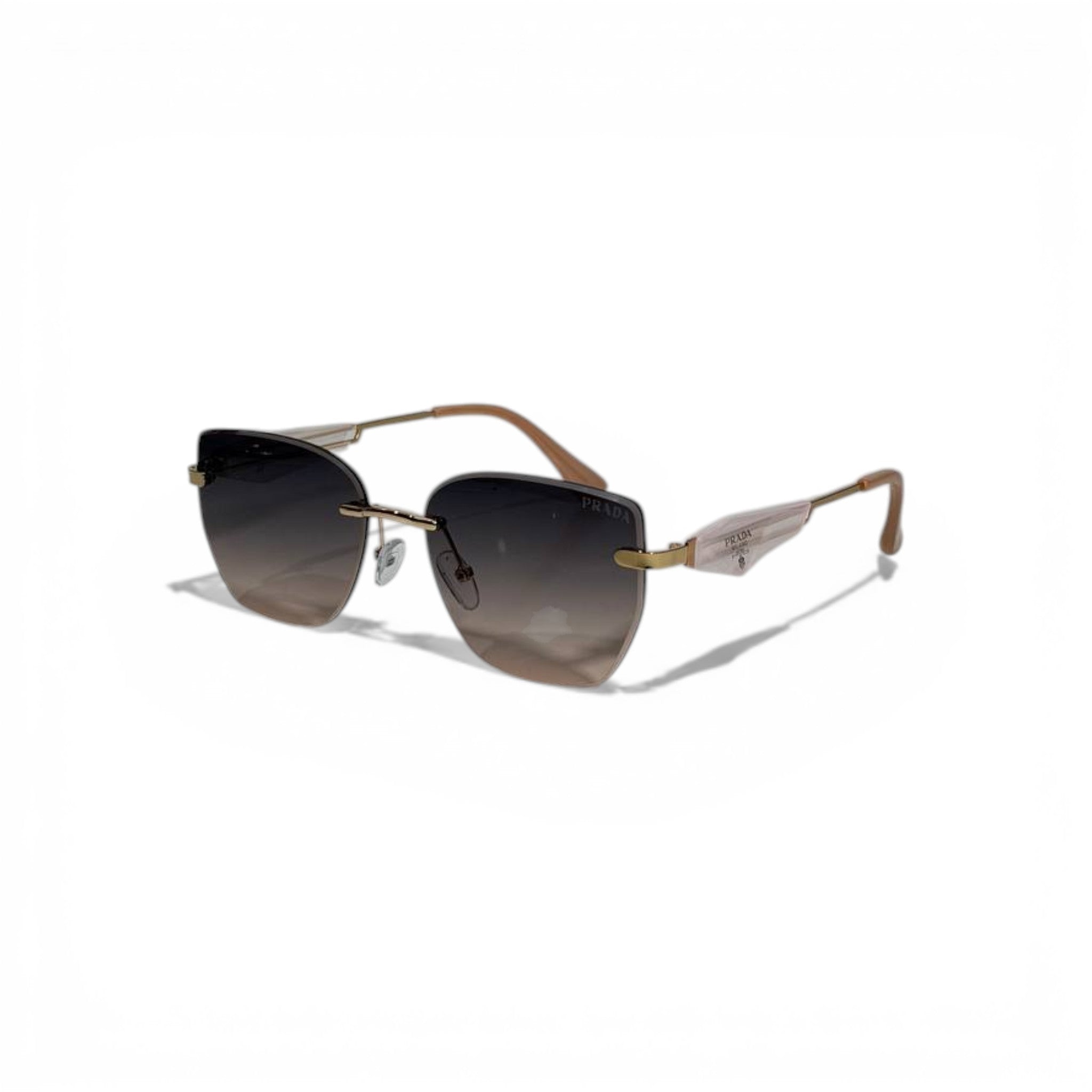 🤎 PRADA Rimless Gradient Sunglasses – Gold Frame & Brown Lenses | Luxury Designer Eyewear 🤎