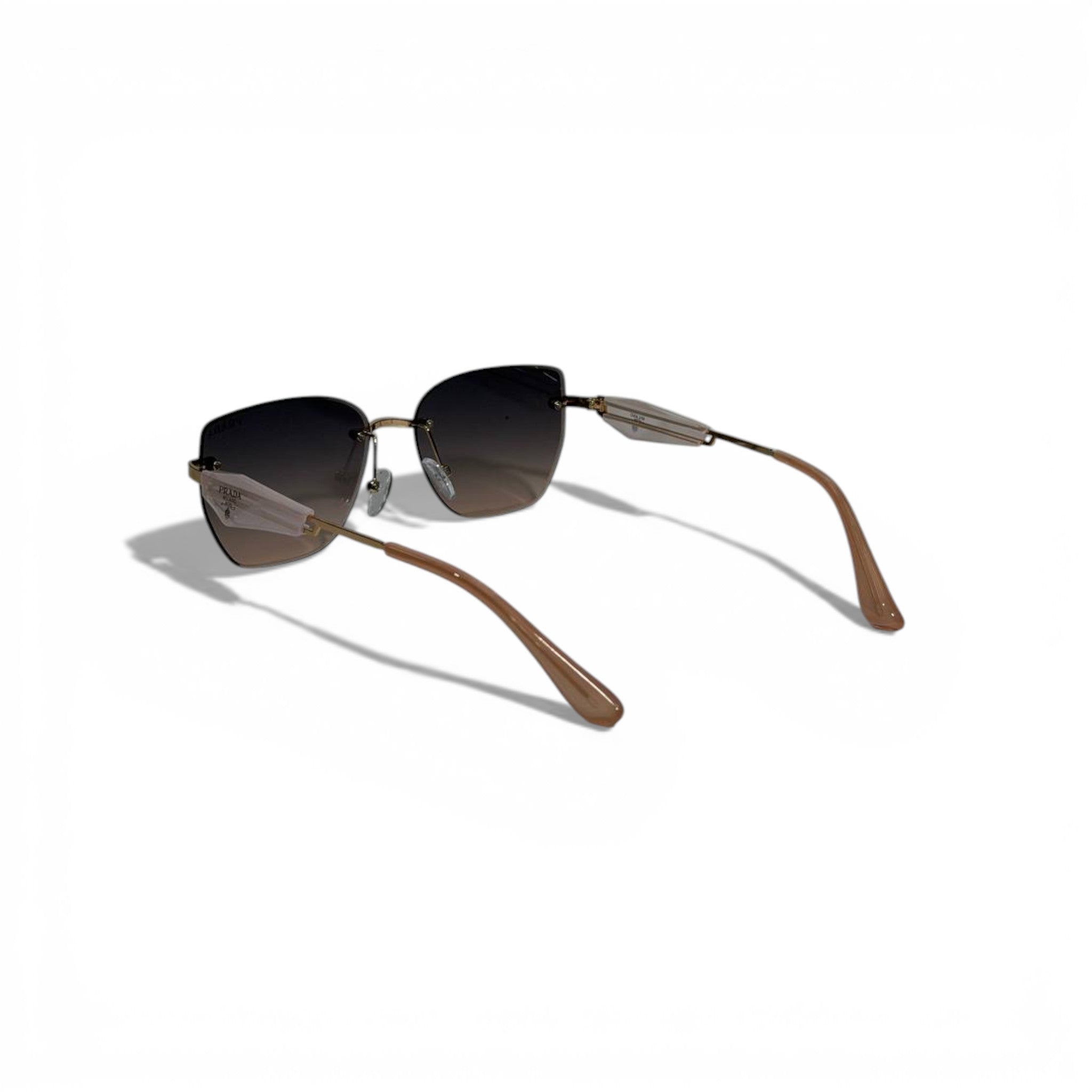 🤎 PRADA Rimless Gradient Sunglasses – Gold Frame & Brown Lenses | Luxury Designer Eyewear 🤎