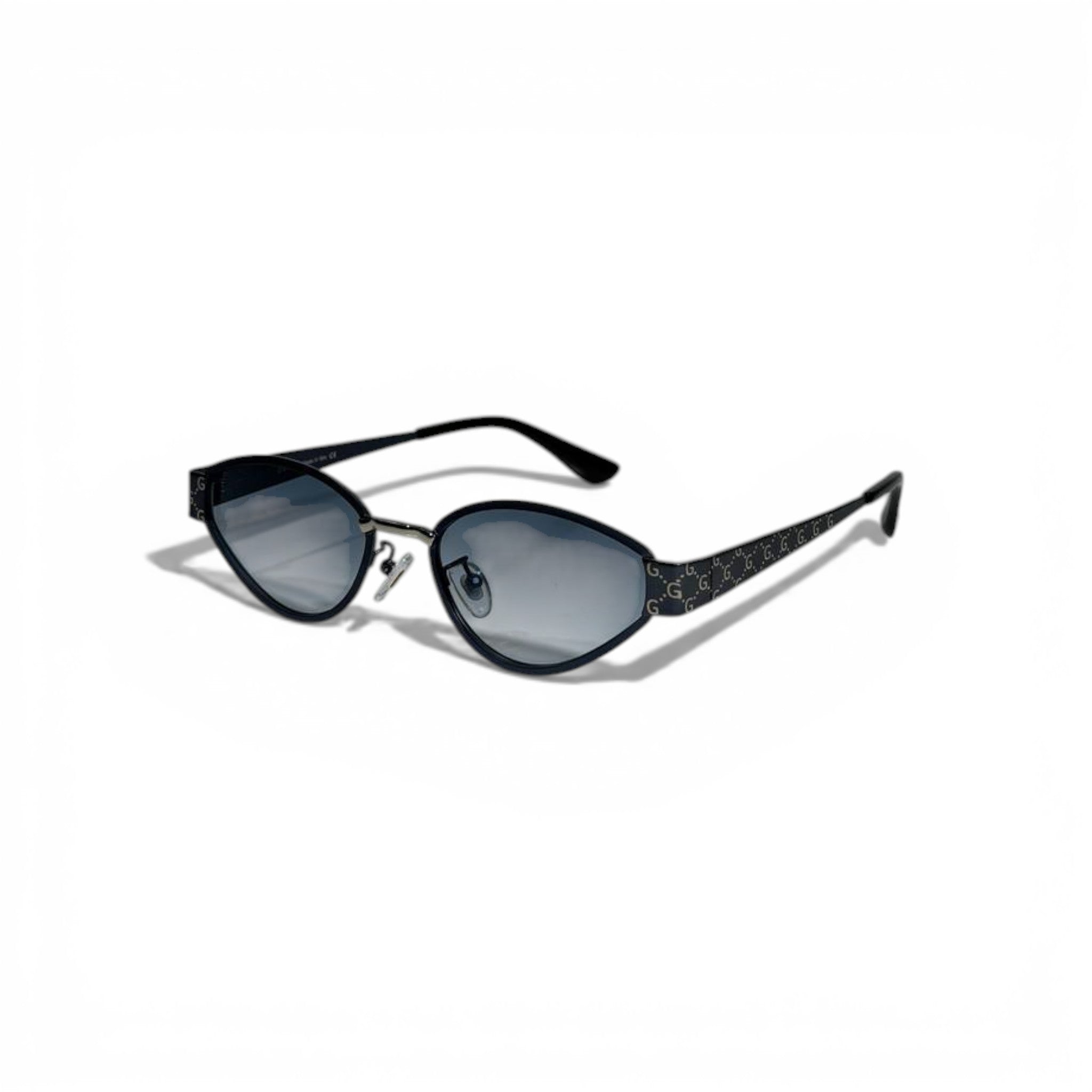 🖤 GUCCI Oval Sunglasses – Black Frame & Grey Lenses | GG Monogram Temples 🖤