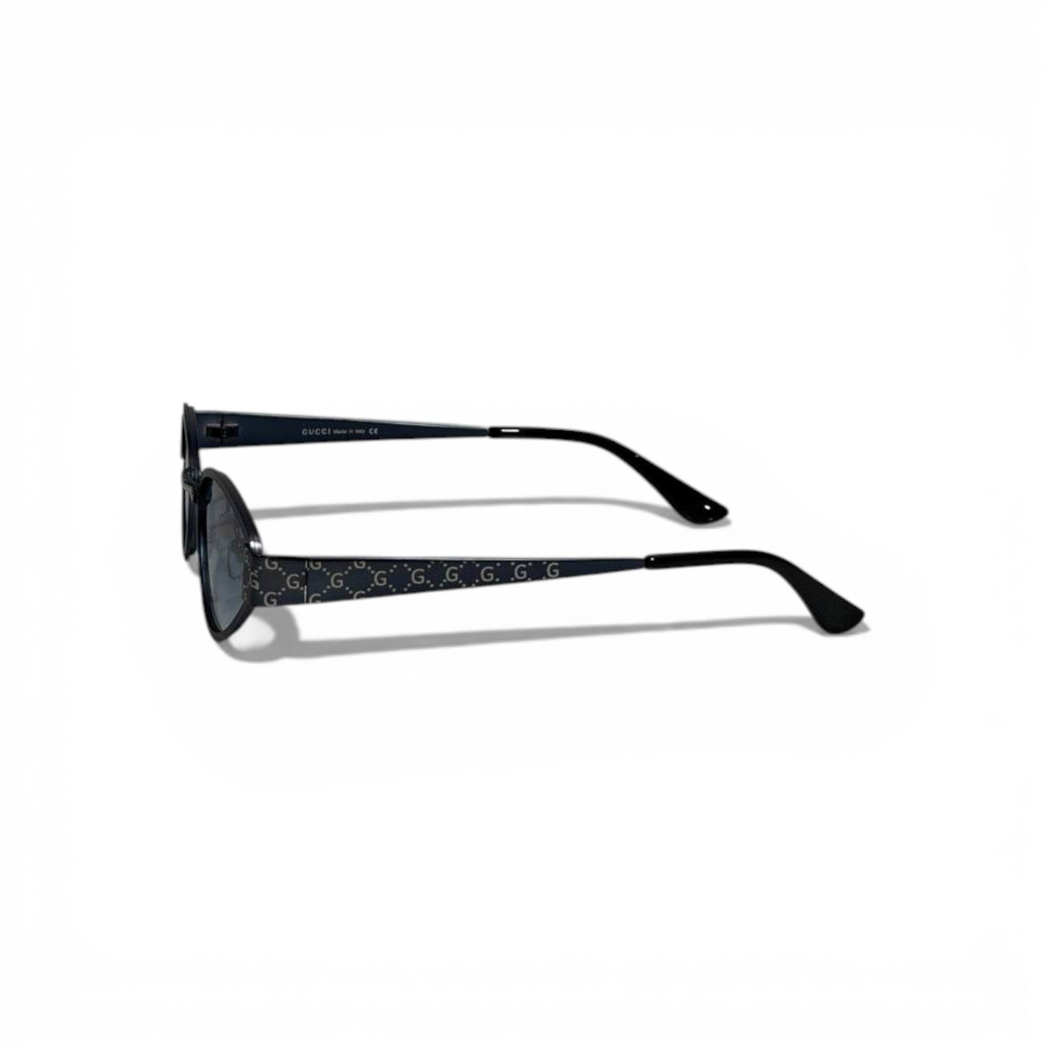 🖤 GUCCI Oval Sunglasses – Black Frame & Grey Lenses | GG Monogram Temples 🖤