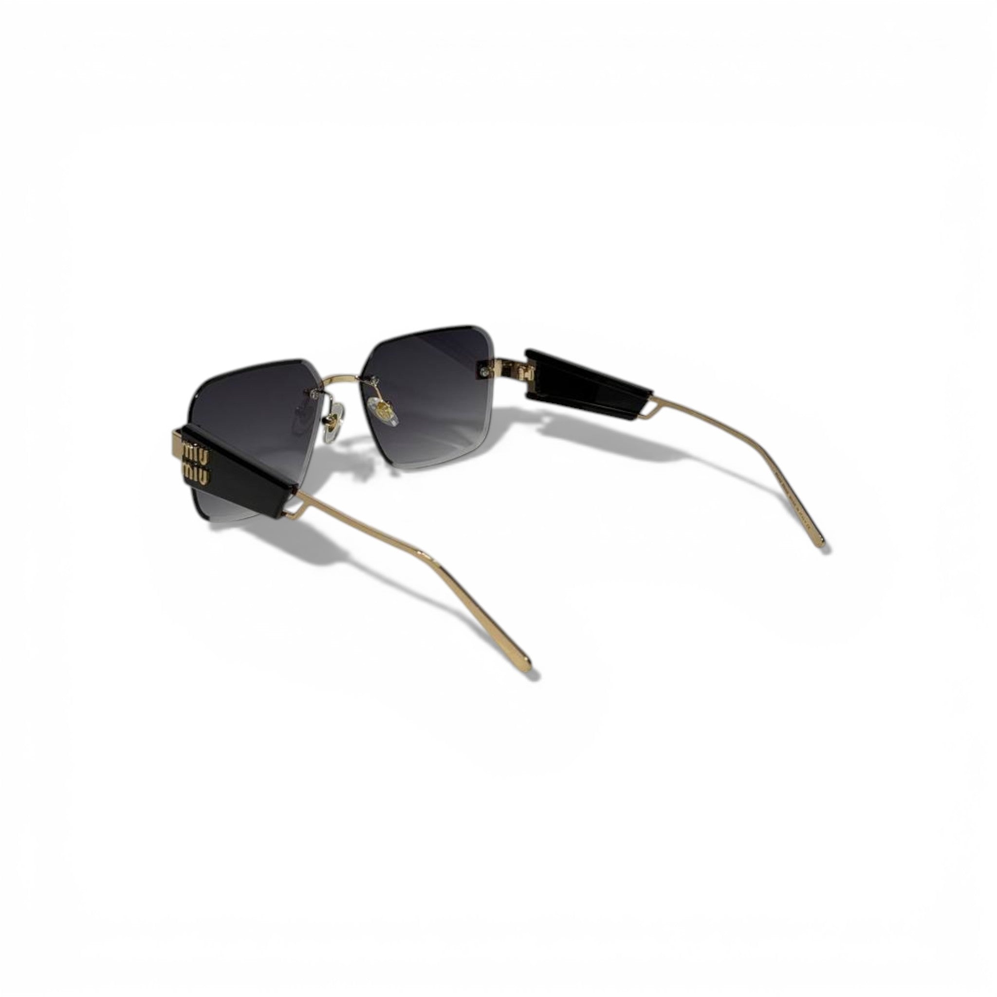 ✨🕶️ MIU MIU Square Sunglasses – Gold Metal Frame & Dark Lenses 🕶️✨
