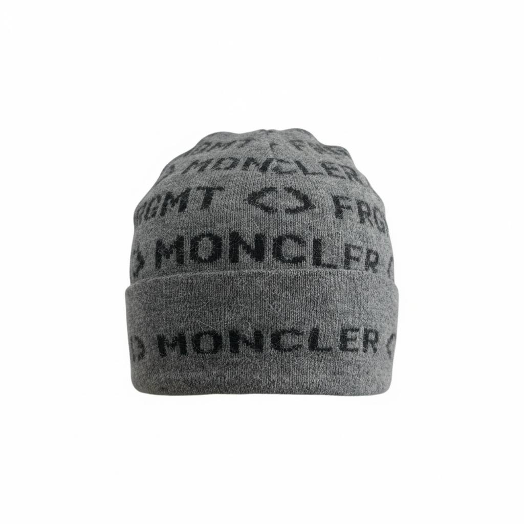 🧢 Moncler All-Over Logo Knit Beanie – Luxury Alpine Winter Style 🩶❄️