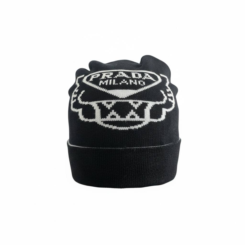🧢 Prada Milano Knit Beanie – Iconic Italian Luxury 🖤❄️✨