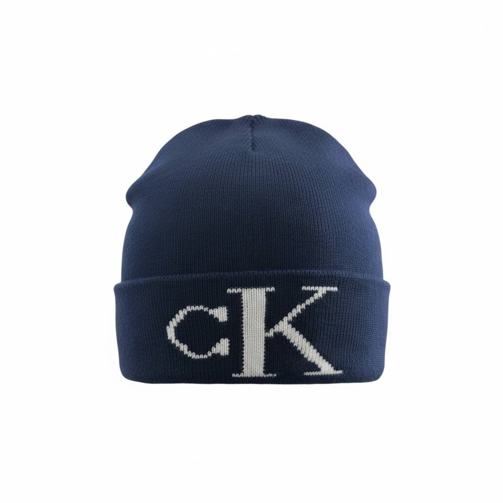 🧢 Calvin Klein CK Navy Knit Beanie – Minimal Logo Winter Hat ❄️✨