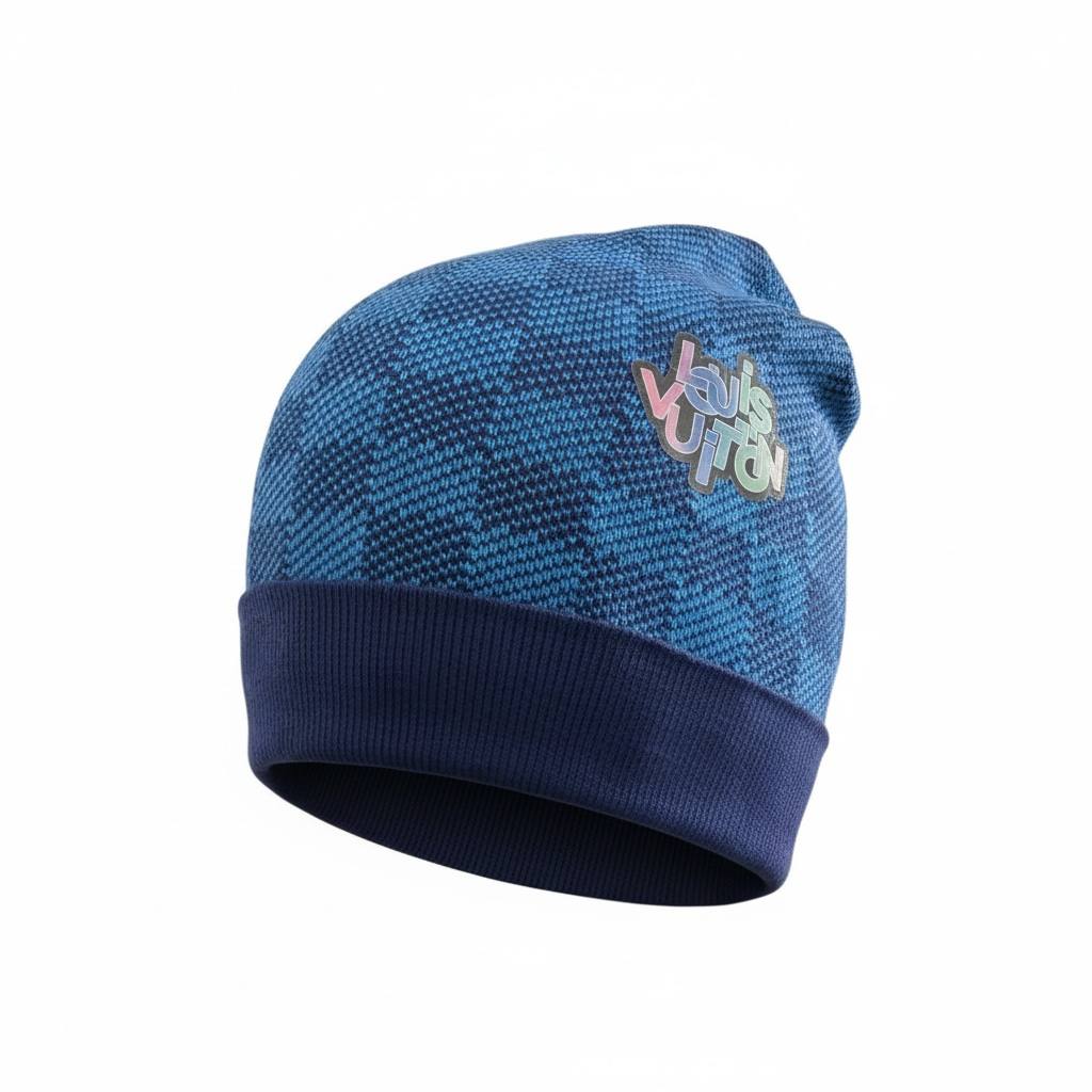 💙✨ Louis Vuitton Blue Knit Beanie – Luxury Winter Streetwear Essential ❄️🔥