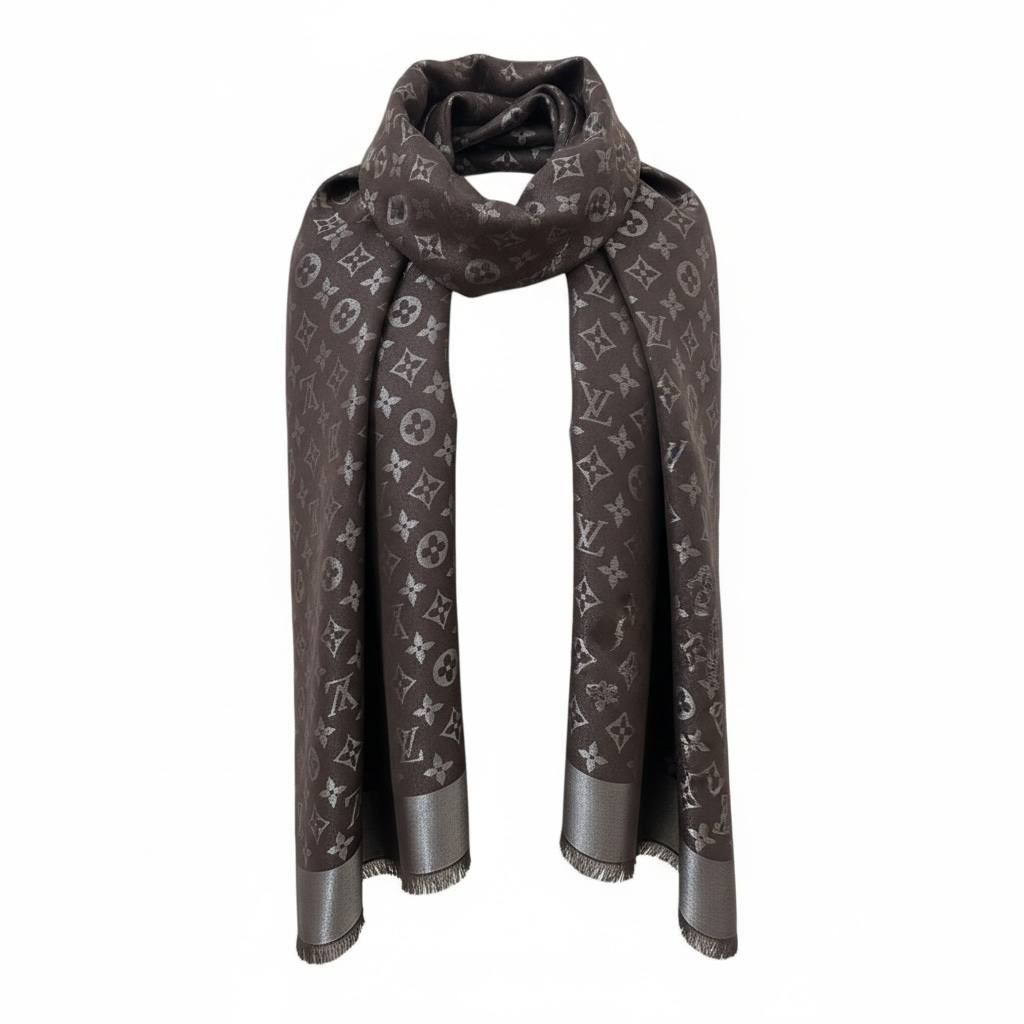 🖤🤎 Louis Vuitton Dark Brown Monogram Scarf – Luxury Iconic Elegance 🧣✨
