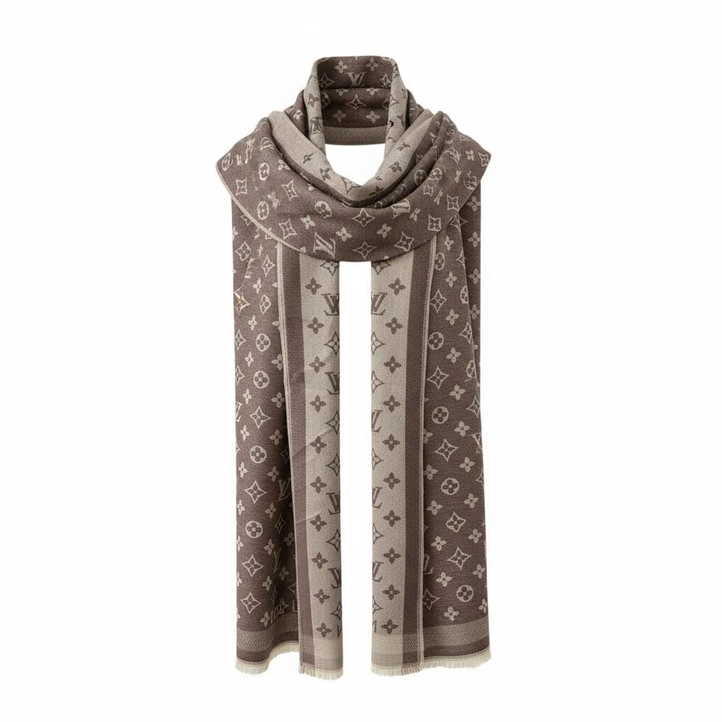 🤎✨ Louis Vuitton Two-Tone Brown Monogram Scarf – Iconic Luxury Statement 🧣🔥