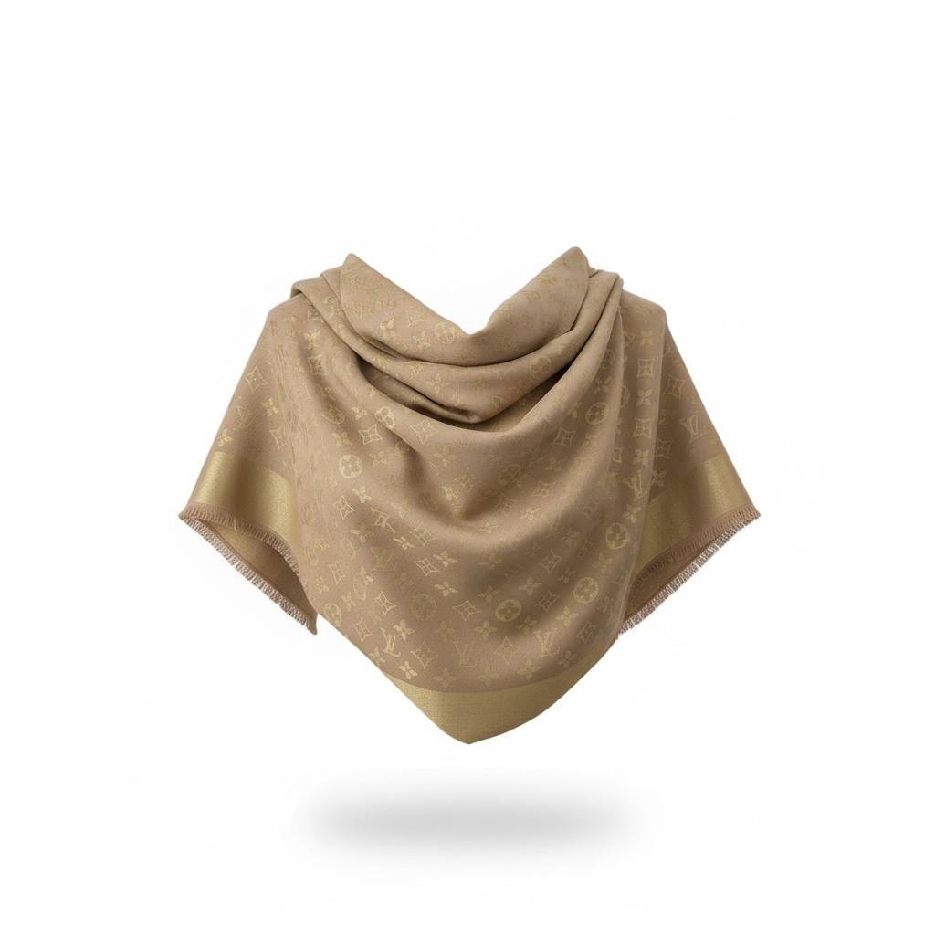 🤎✨ Louis Vuitton Gold Beige Monogram Scarf – Elegant Luxury Statement 🧣🔥