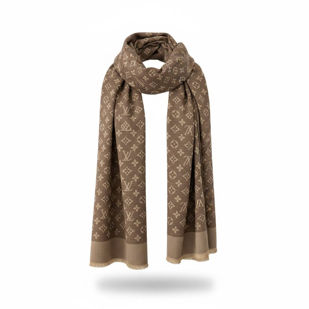 🤎✨ Louis Vuitton Classic Brown Monogram Scarf – Timeless Luxury Essential 🧣🔥