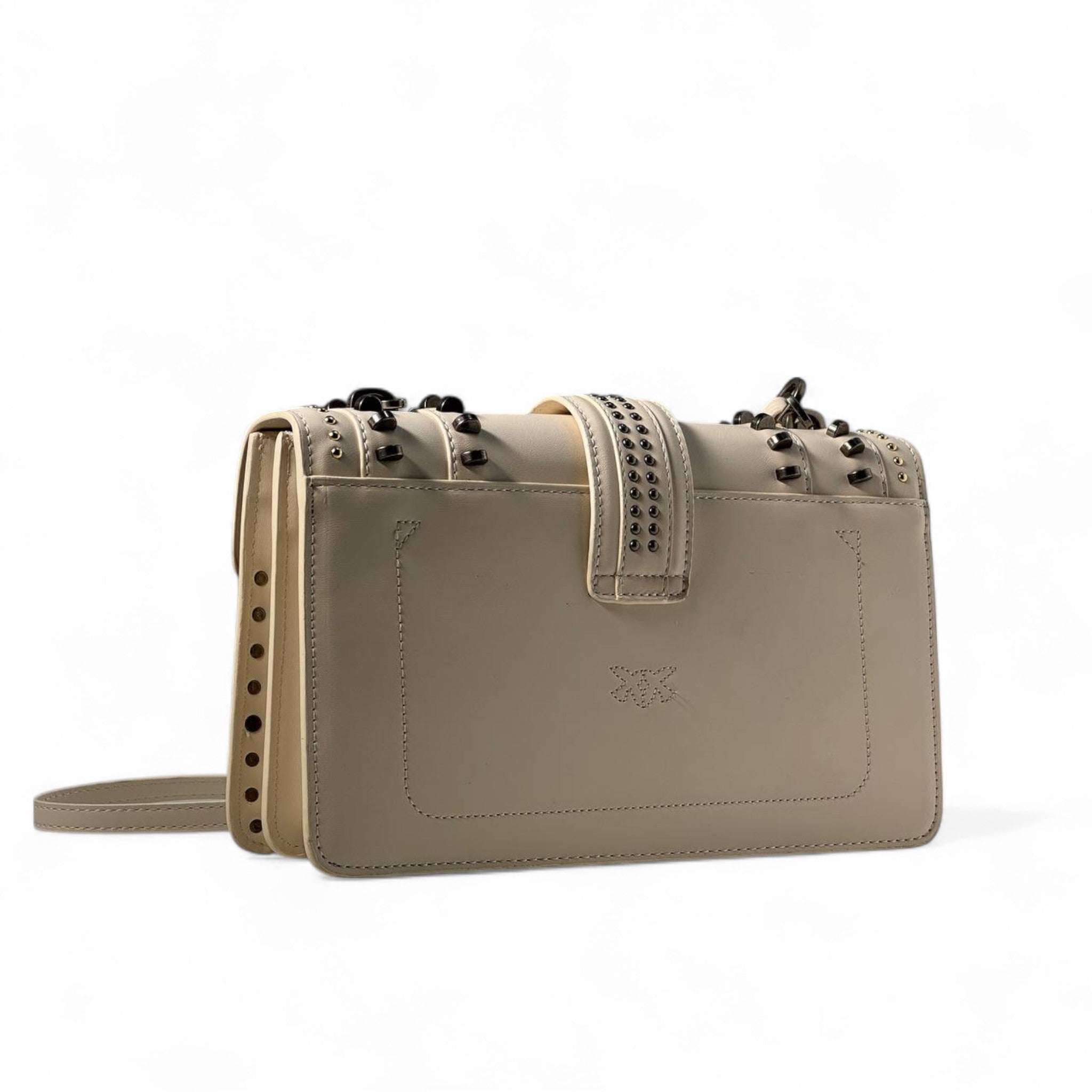 Pinko Love Studded Bag 🤍🖤 – Edgy Elegance with Gunmetal Glam