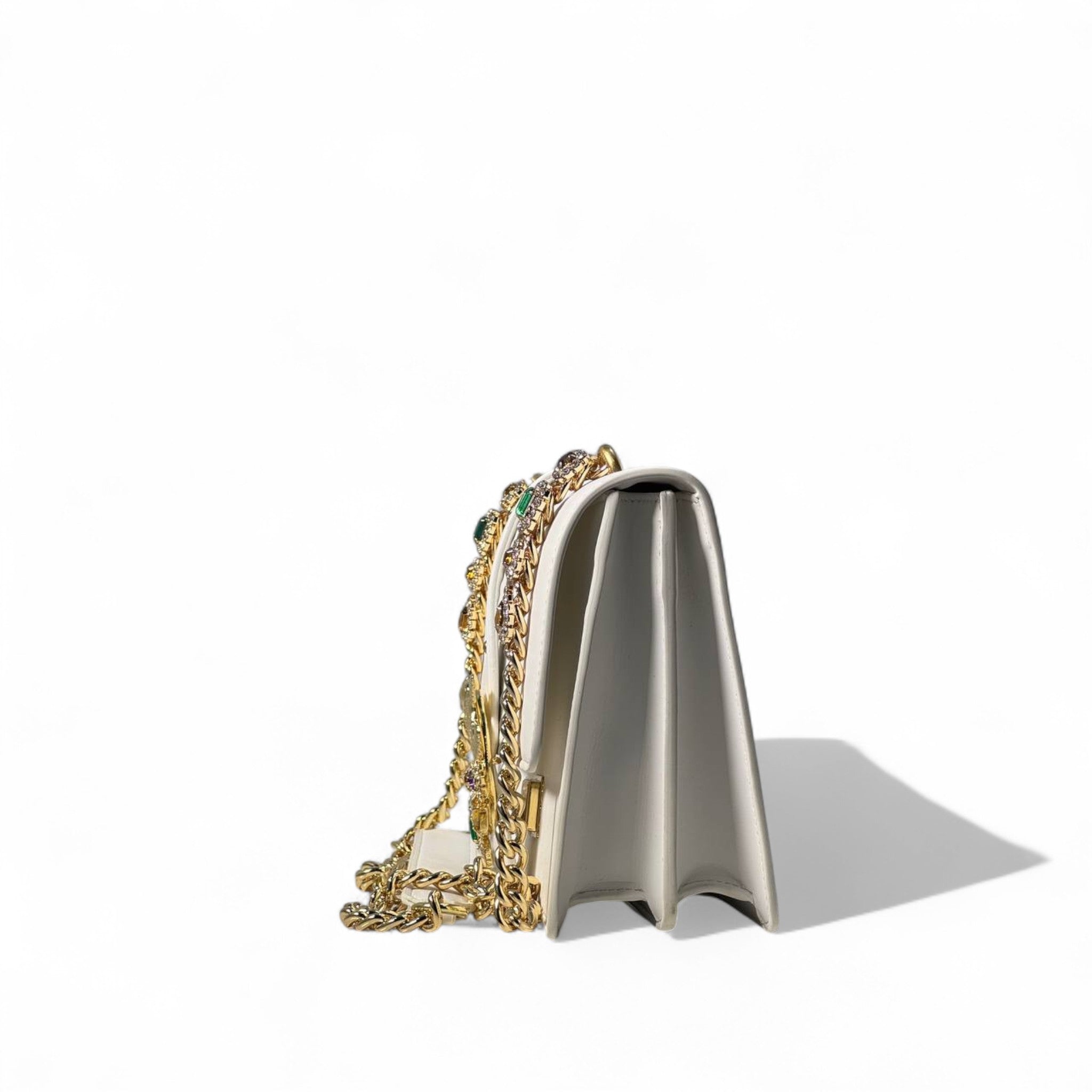 Pinko White Crystal Love Bag 🤍💎 – Radiance in Every Detail