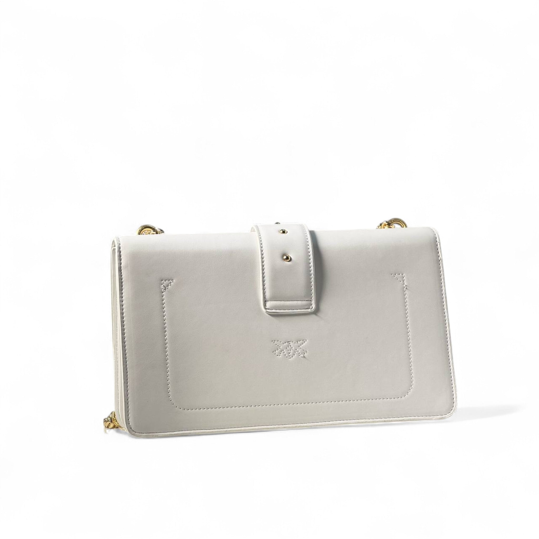 Pinko White Crystal Love Bag 🤍💎 – Radiance in Every Detail