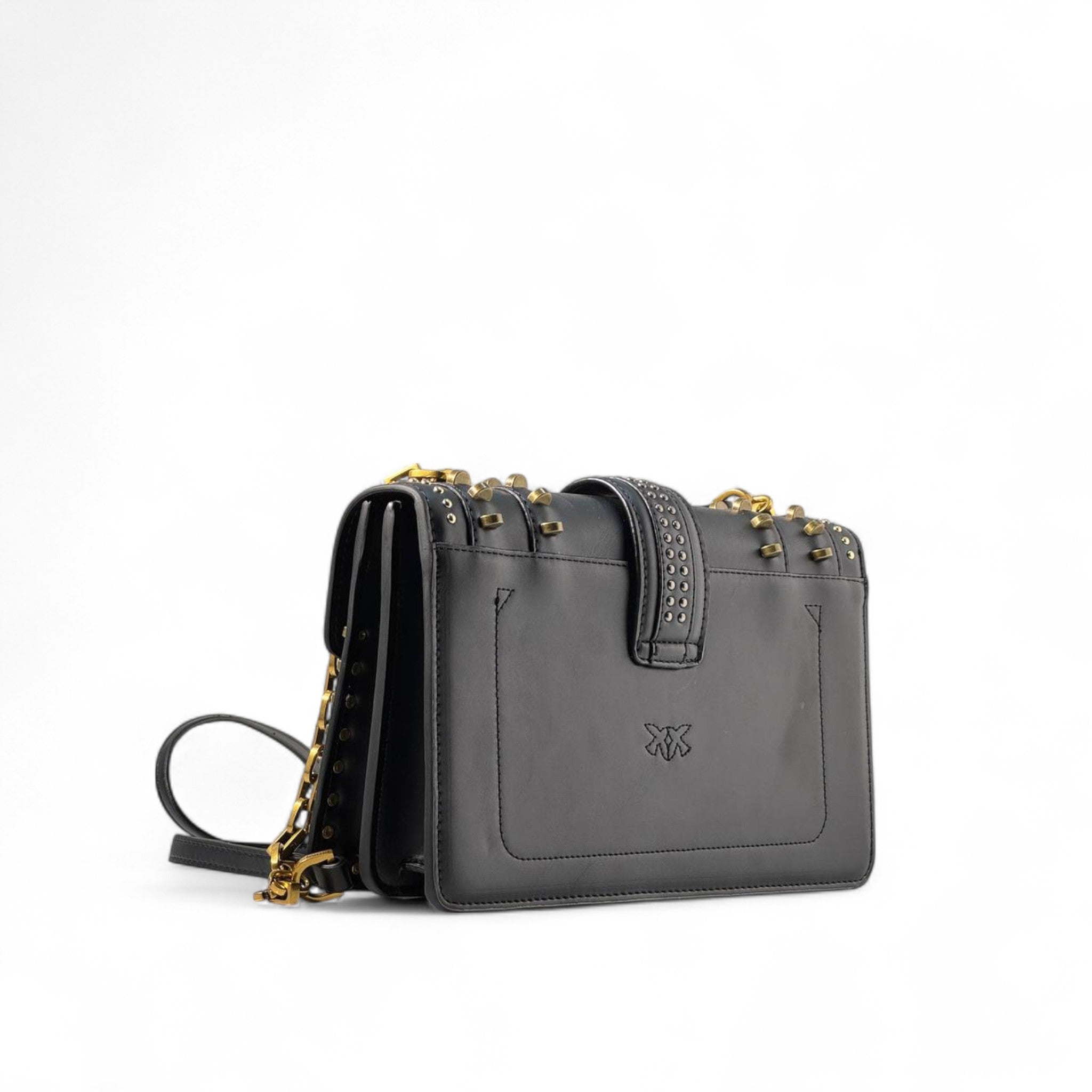 Pinko Black Whipstitch Love Bag ๐คโจ โ Edgy Elegance with Gold Attitude