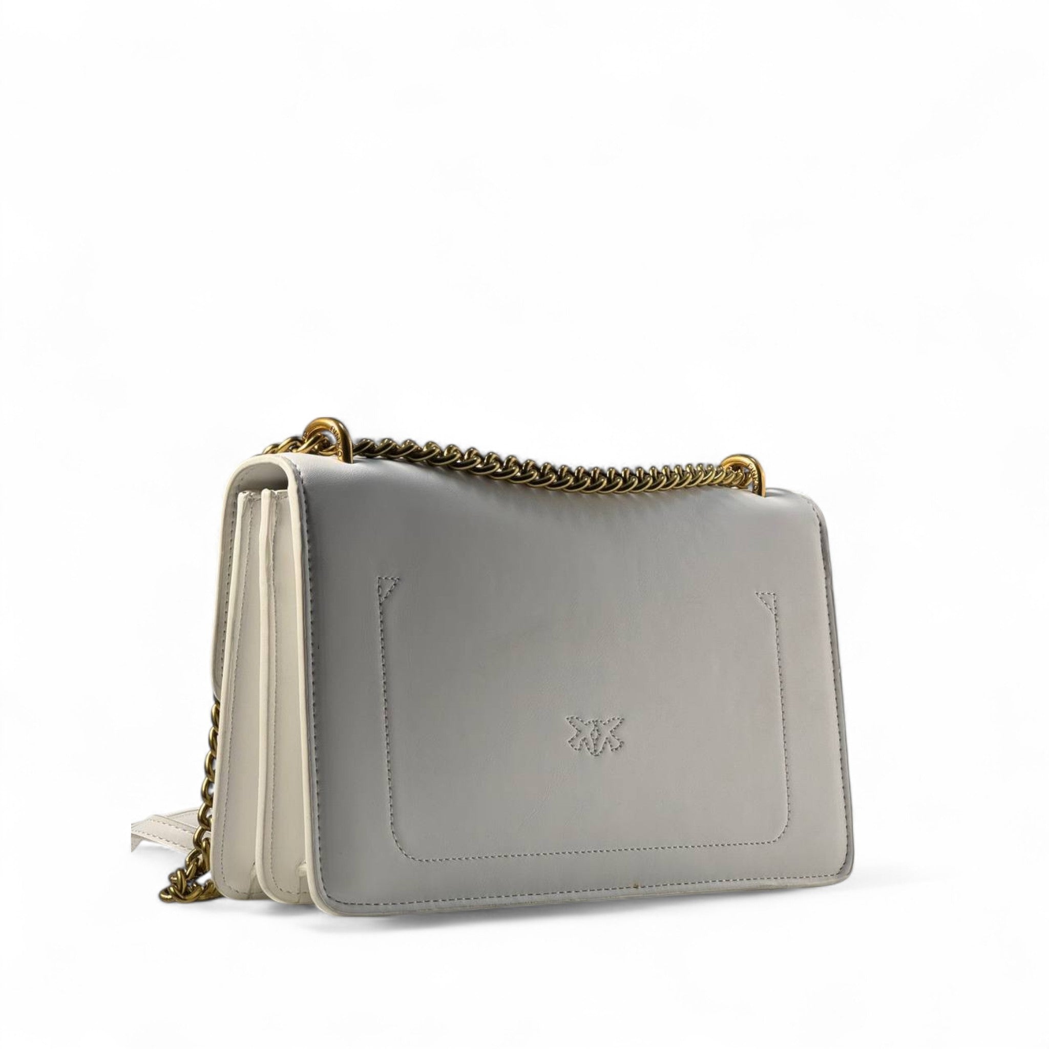 Pinko White Classic Love Bag 🤍✨ – Timeless Elegance with a Golden Touch