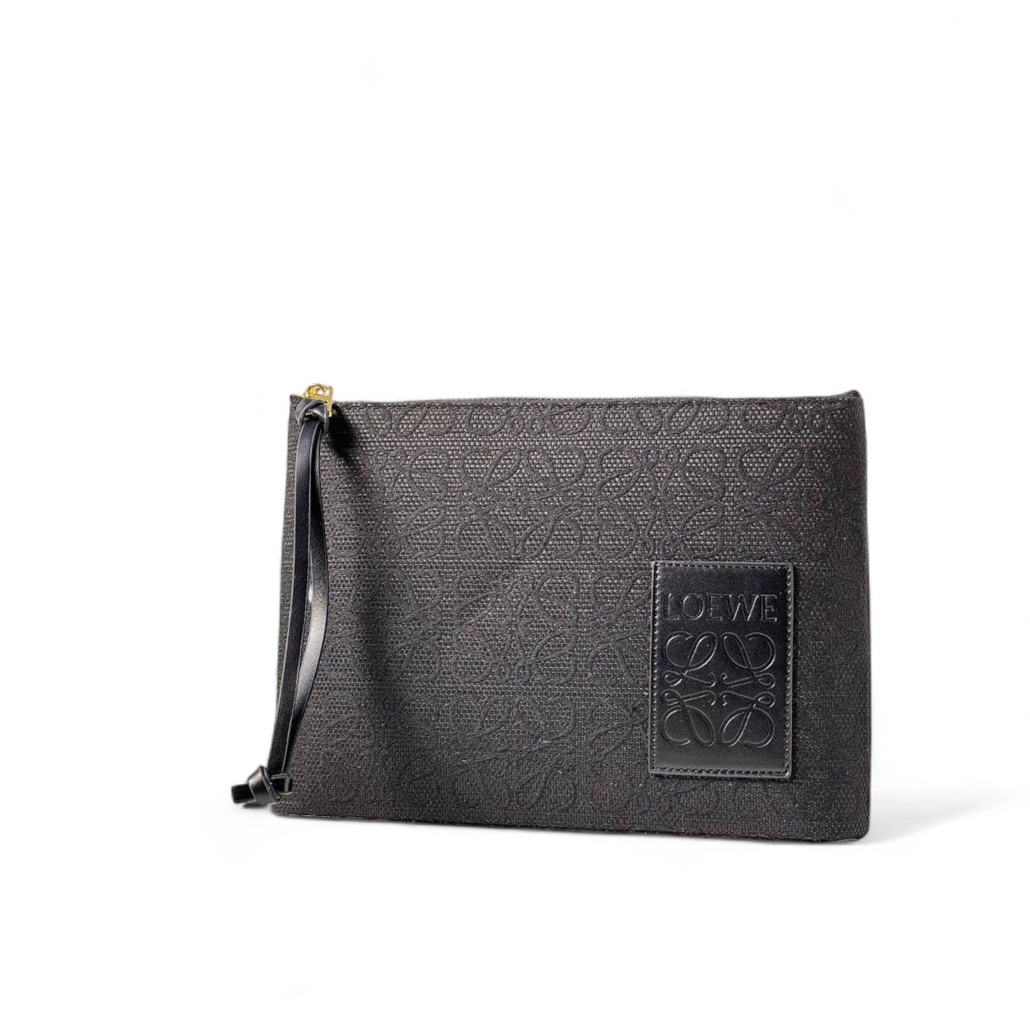 Loewe Black Anagram Pouch – Embossed Leather Wristlet 🖤✨
