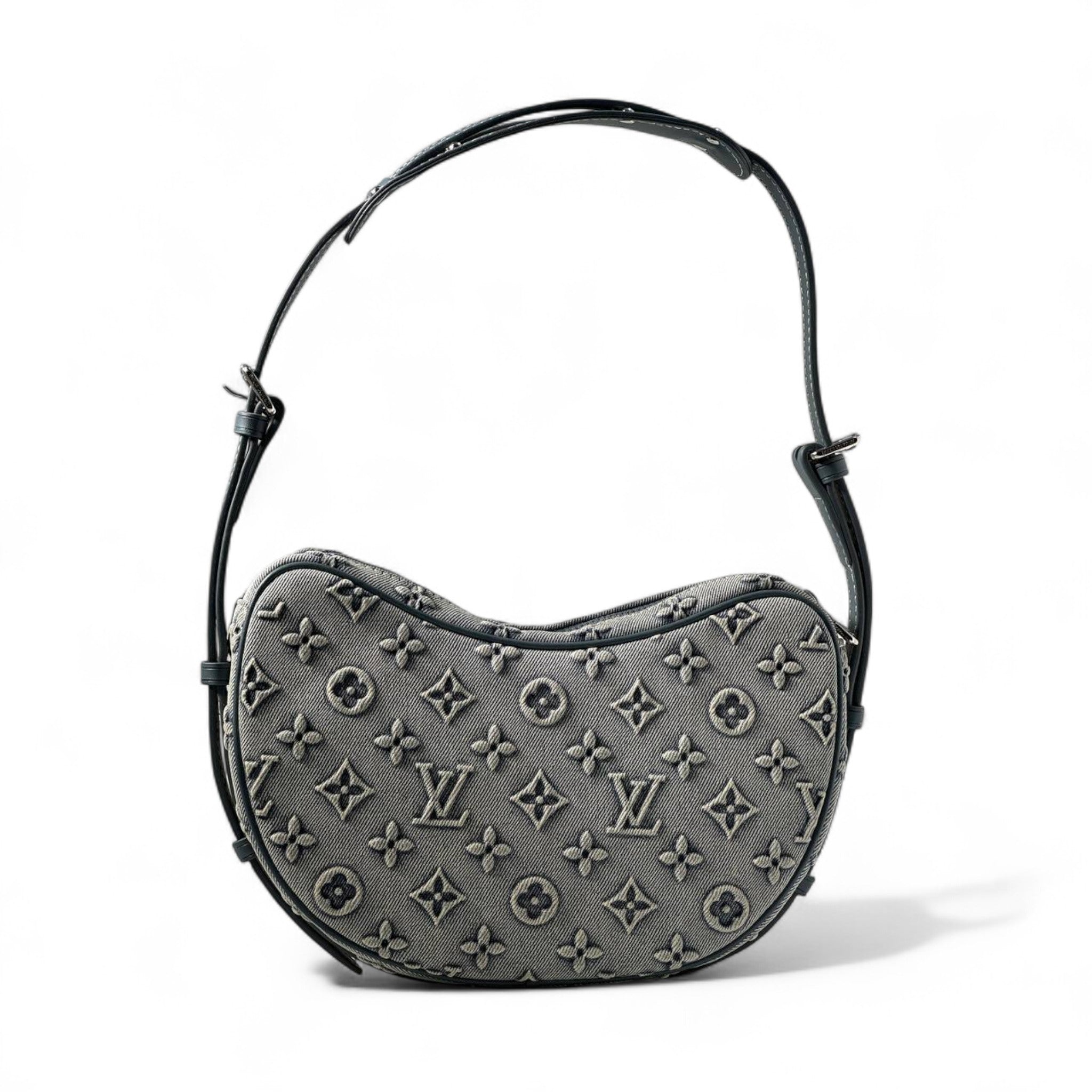 Louis Vuitton Utility Sling Set – Grey Monogram Denim with Mini Pouch 🎒🖤