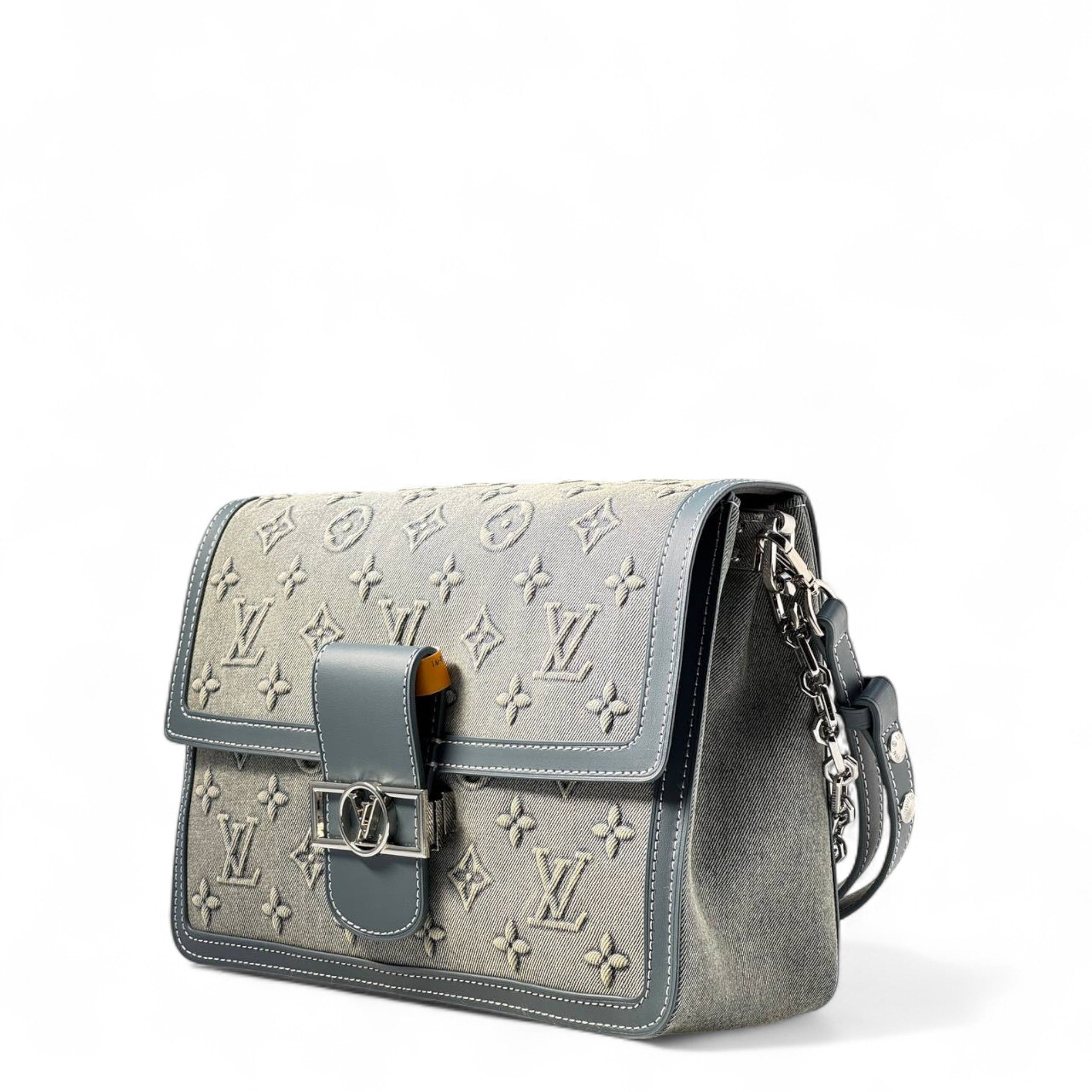 Louis Vuitton Circle Buckle Flap Bag – Monogram Denim in Washed Grey 🔗🖤