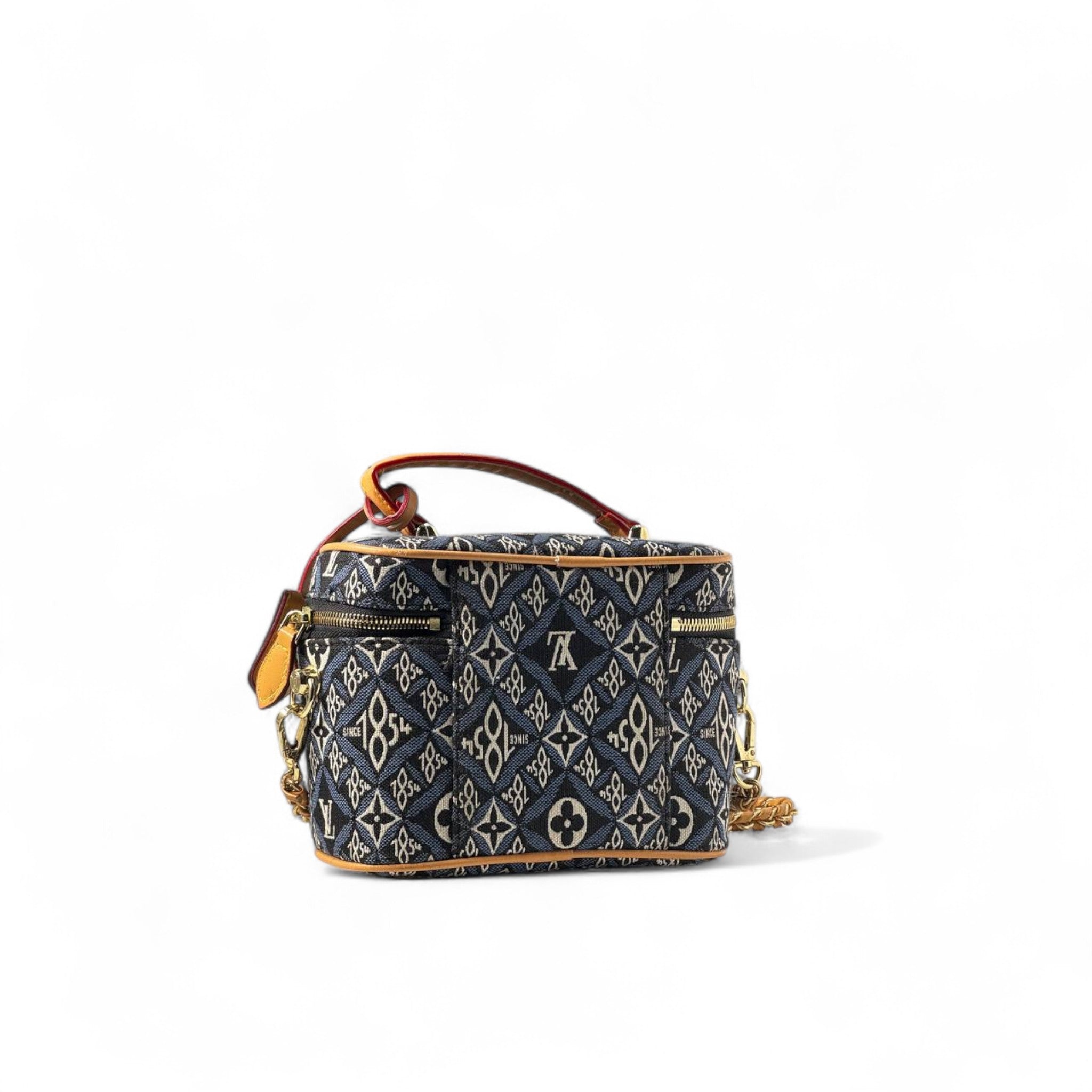 Louis Vuitton Vanity PM – Denim Jacquard Gold Chain 💙✨
