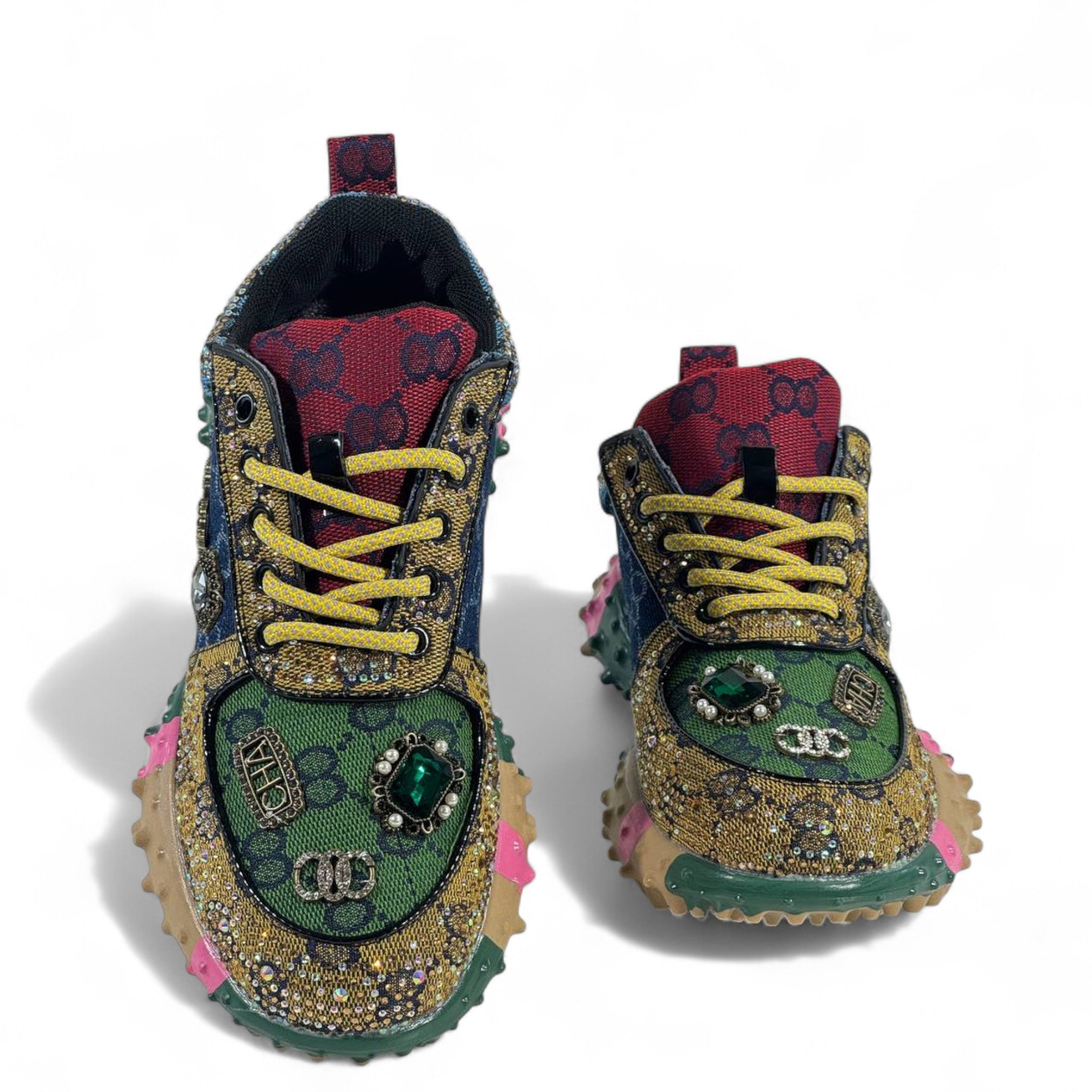 🌈 Gucci Multicolor Gem-Embellished Sneakers 👟💎 – Bold Luxury Streetwear