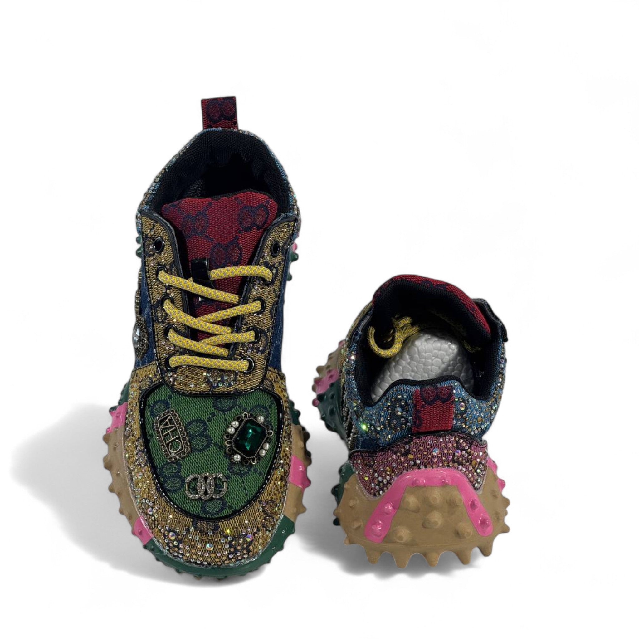 🌈 Gucci Multicolor Gem-Embellished Sneakers 👟💎 – Bold Luxury Streetwear