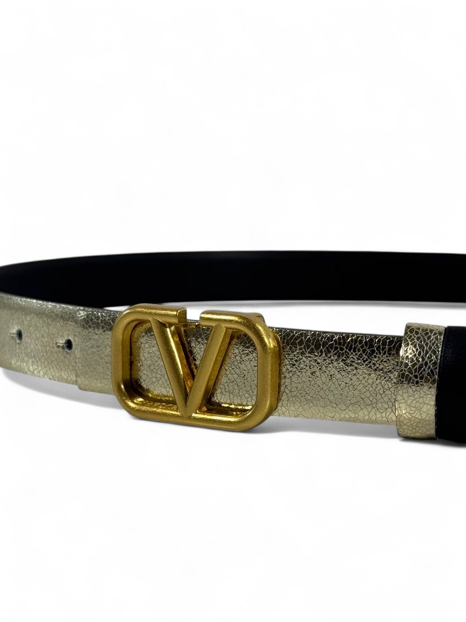 ✨ Valentino Garavani VLogo Reversible Belt – Gold & Black Double-Face Luxury (105cm)