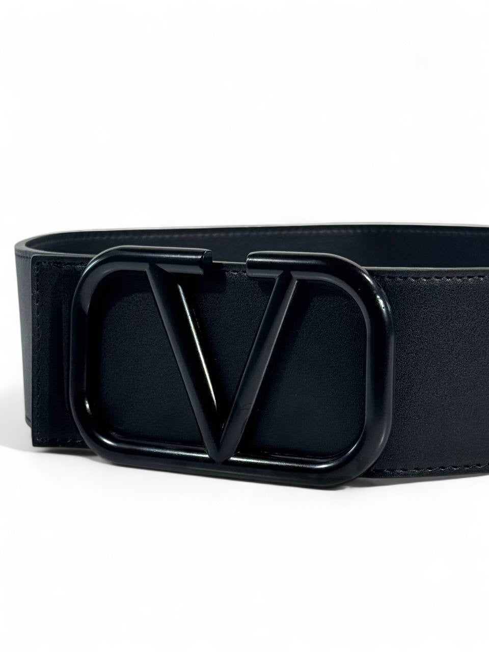 🖤 Valentino Garavani All-Black VLogo Belt – Wide Leather Luxury (120cm)