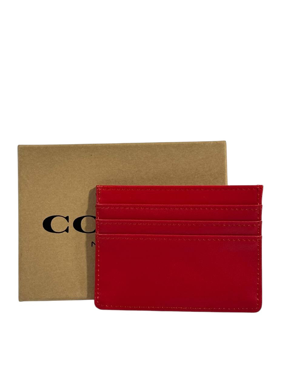 🔥 Coach Signature Slim Cardholder – Red with Gold "C"