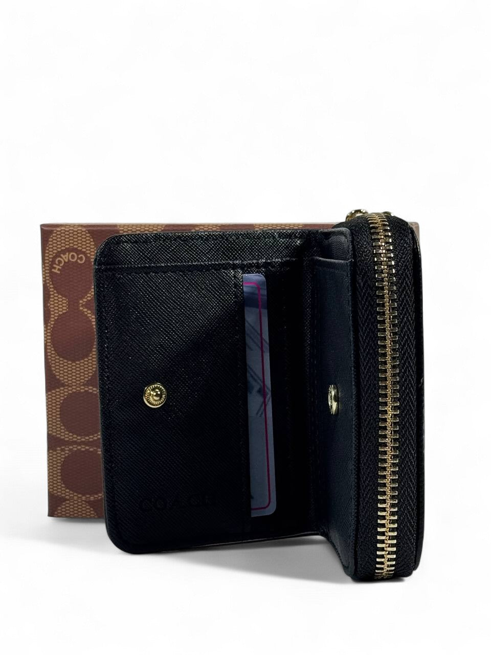 🖤 Coach Black Saffiano Leather Zip Wallet – Classic Elegance