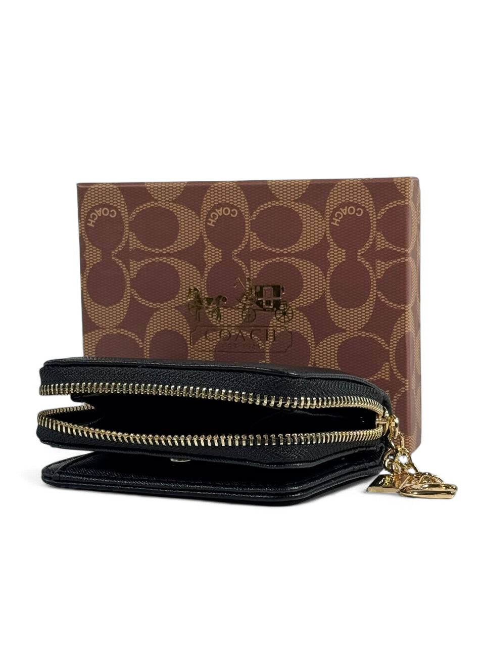 🖤 Coach Black Saffiano Leather Zip Wallet – Classic Elegance