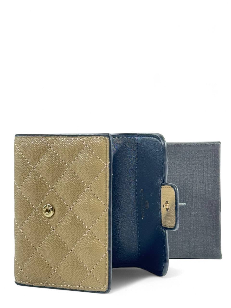 🤎 Chanel Quilted Beige Caviar Leather Wallet – Timeless Elegance