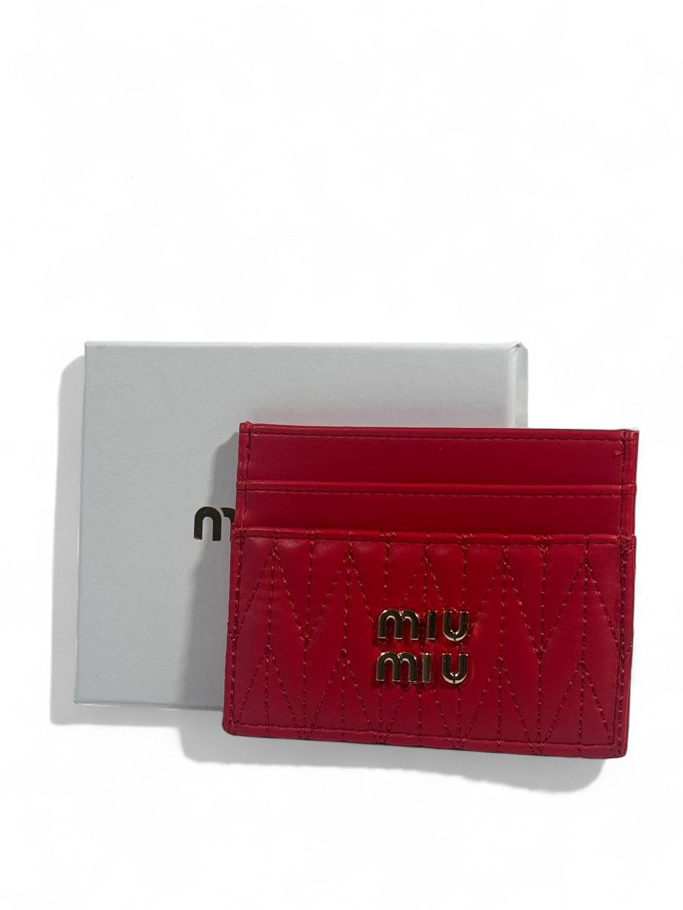 ❤️ Miu Miu Quilted Red Leather Card Holder – Bold Luxury
