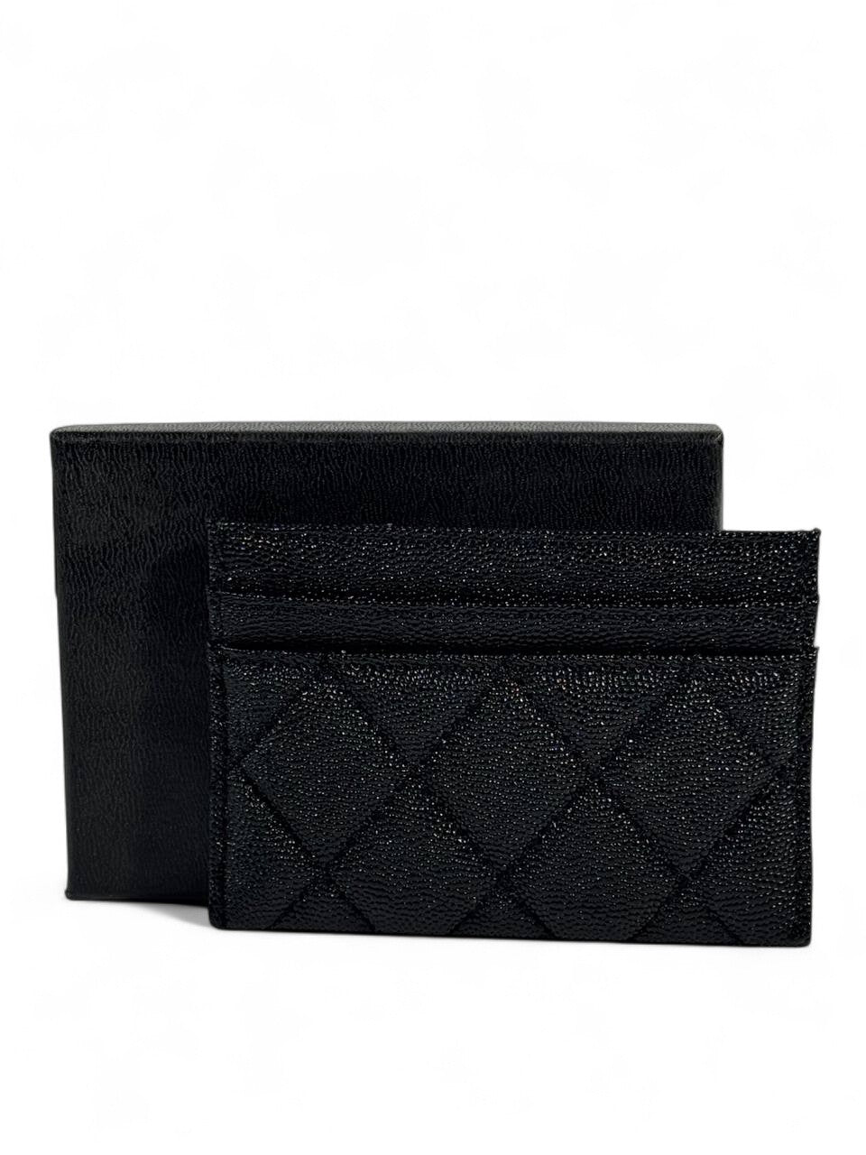 ✨ Chanel Quilted Caviar Card Holder – Black with Gold CC
