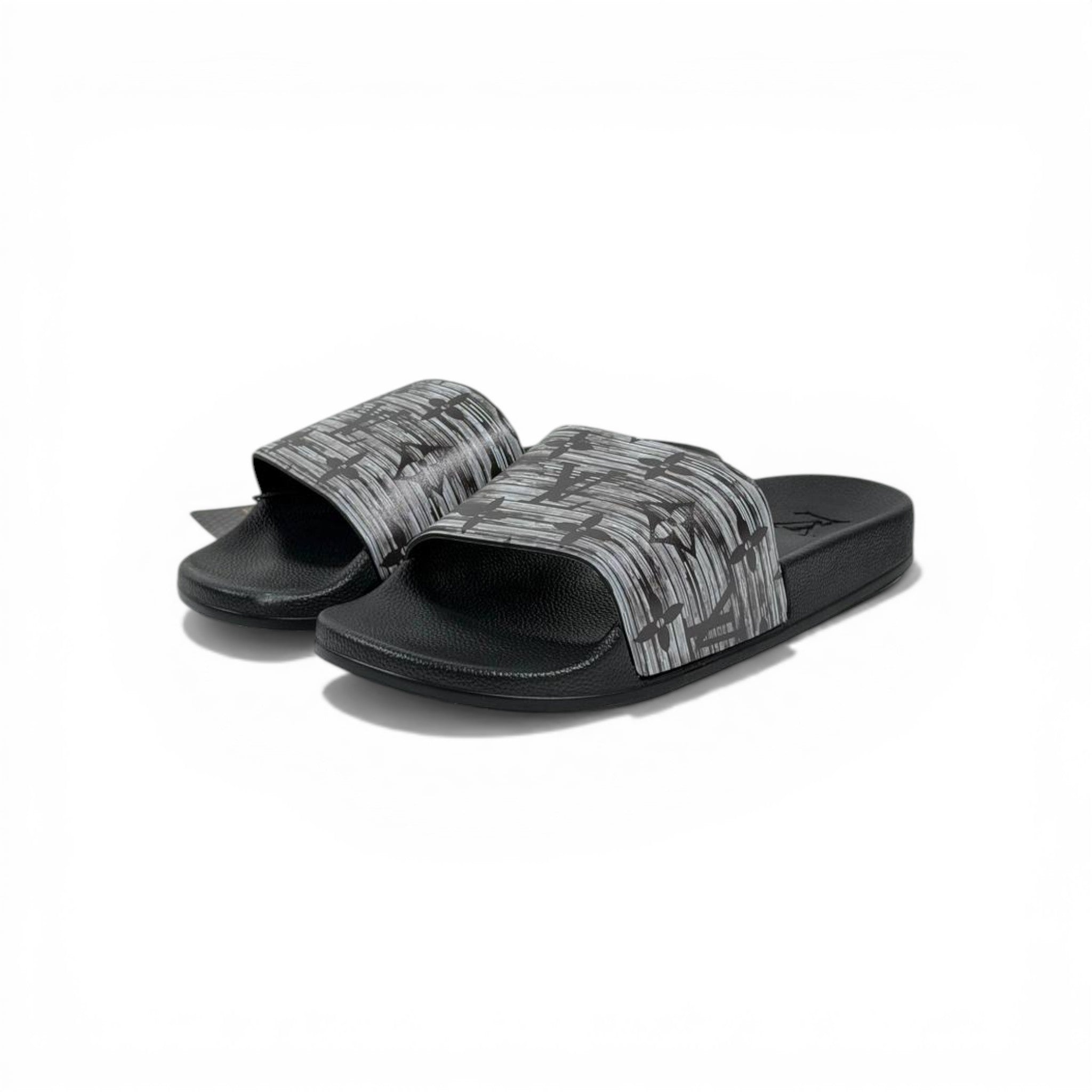 🖤 Louis Vuitton Slides – Grey Monogram Brush Edition 🎨🔥