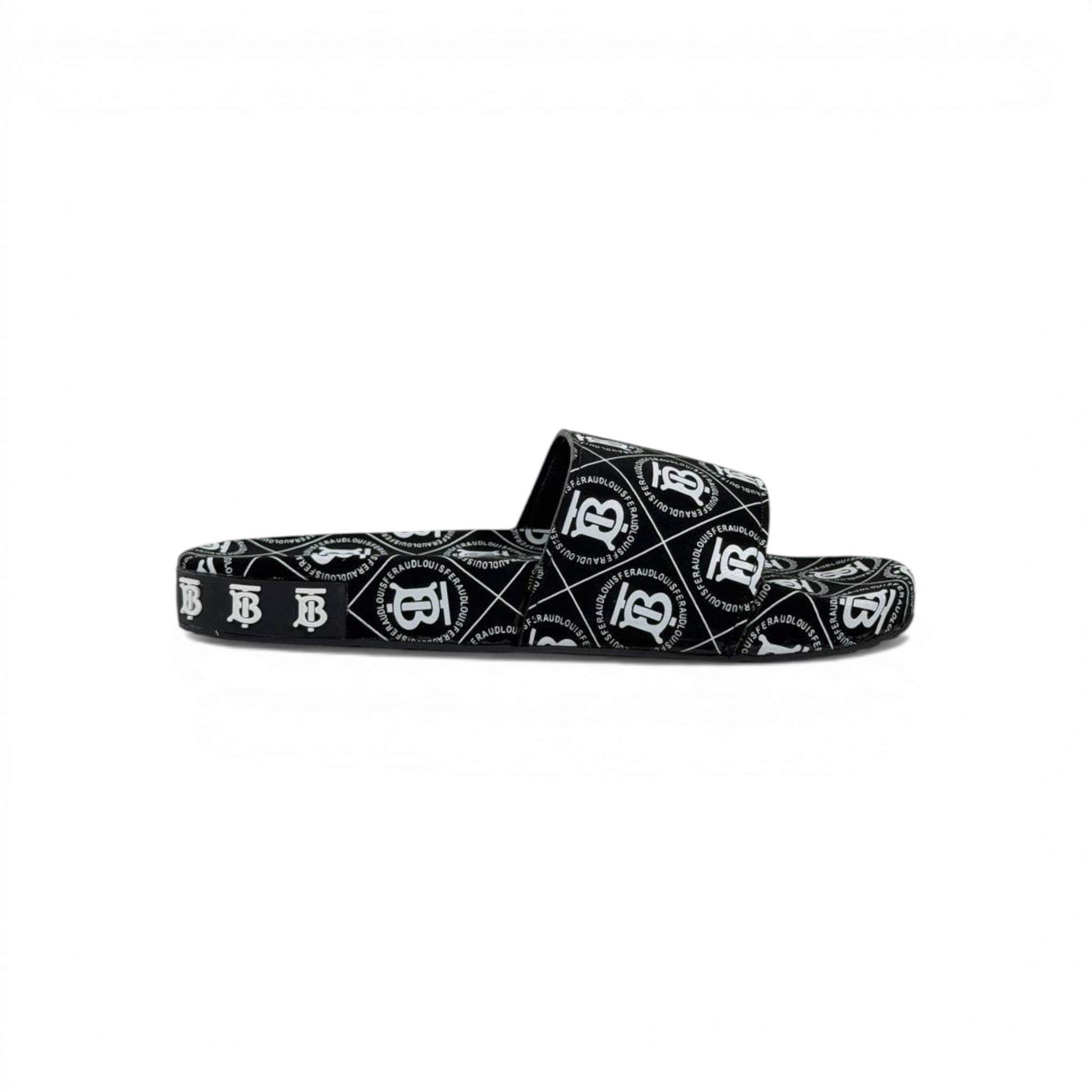 🖤🔥 Burberry Slides – All Over Monogram Black Edition 💎🩴