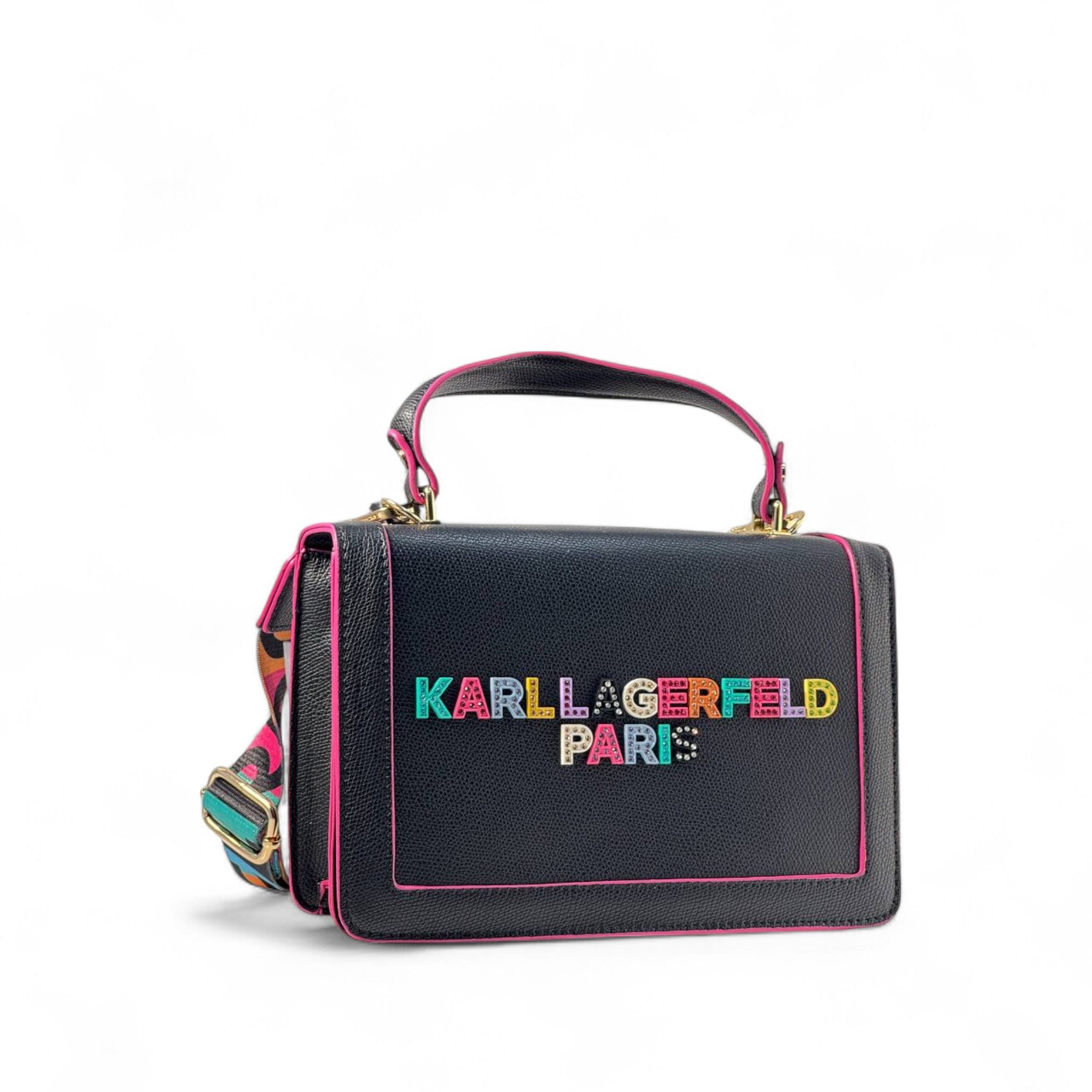 Karl Lagerfeld Rainbow Logo Crossbody Bag – Bold & Chic 🖤🌈