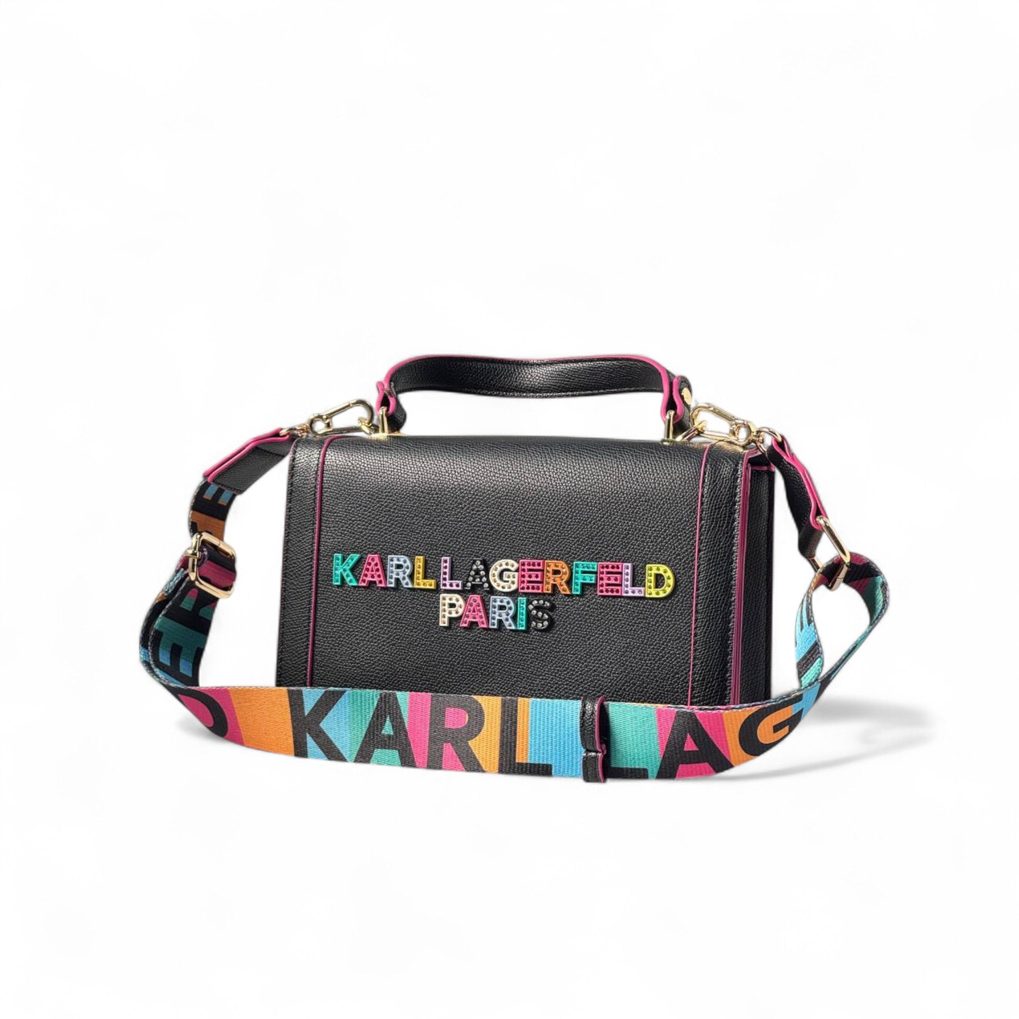 Karl Lagerfeld Rainbow Logo Crossbody Bag – Bold & Chic 🖤🌈