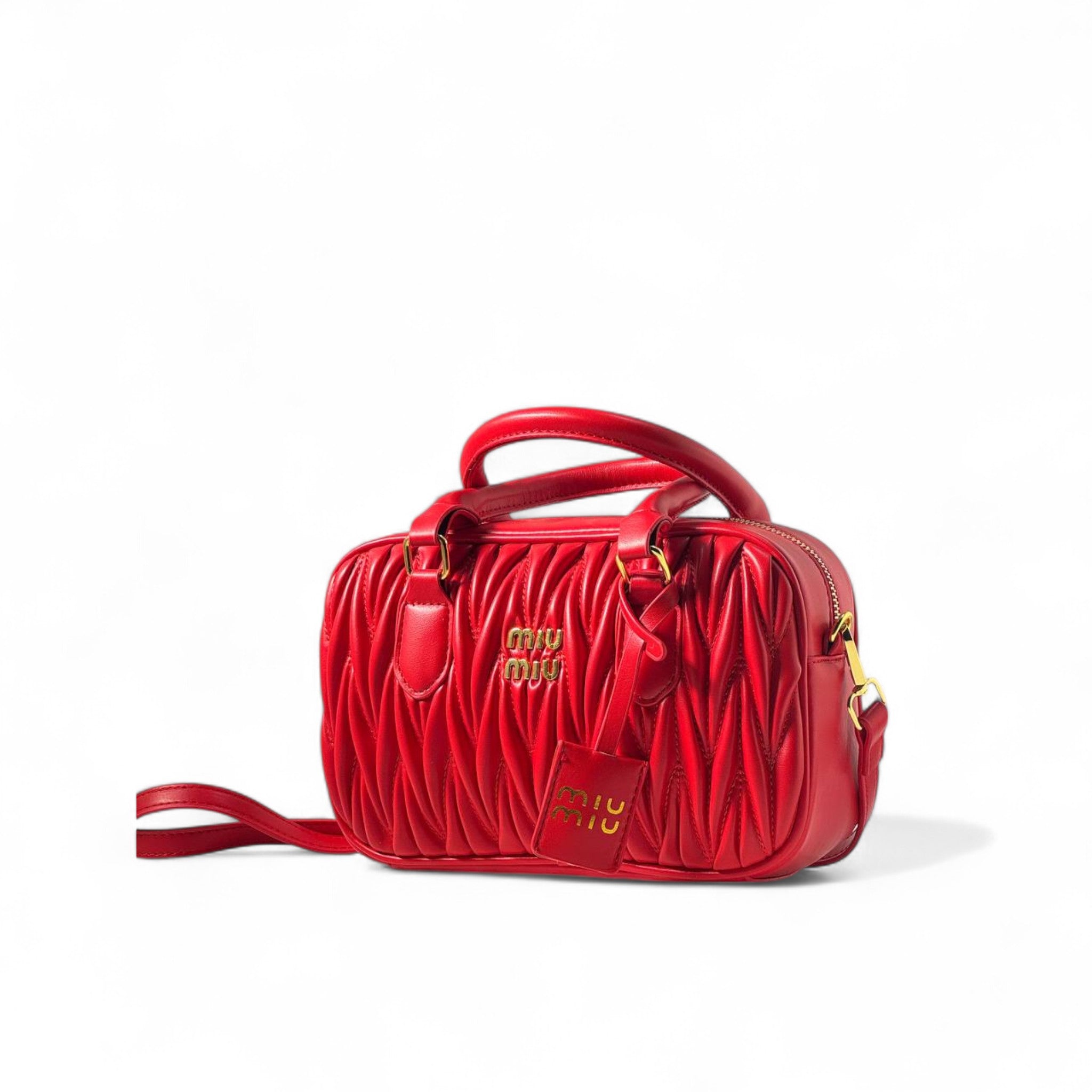 Miu Miu Red Quilted Charm – Crossbody with Gold Lock ❤️🔥