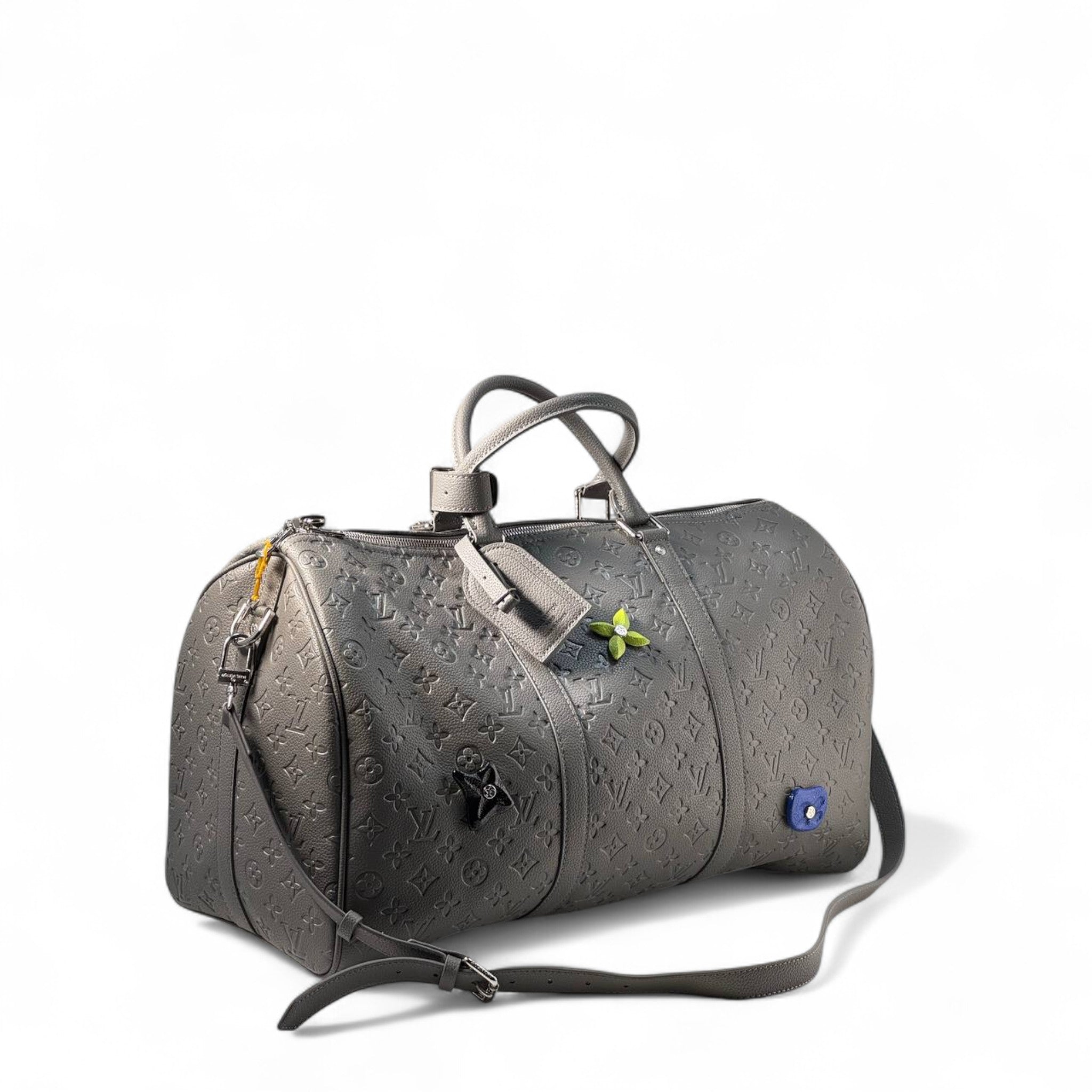 Louis Vuitton Grey Monogram Embossed Keepall with Color Accents ๐ธ๐งณ
