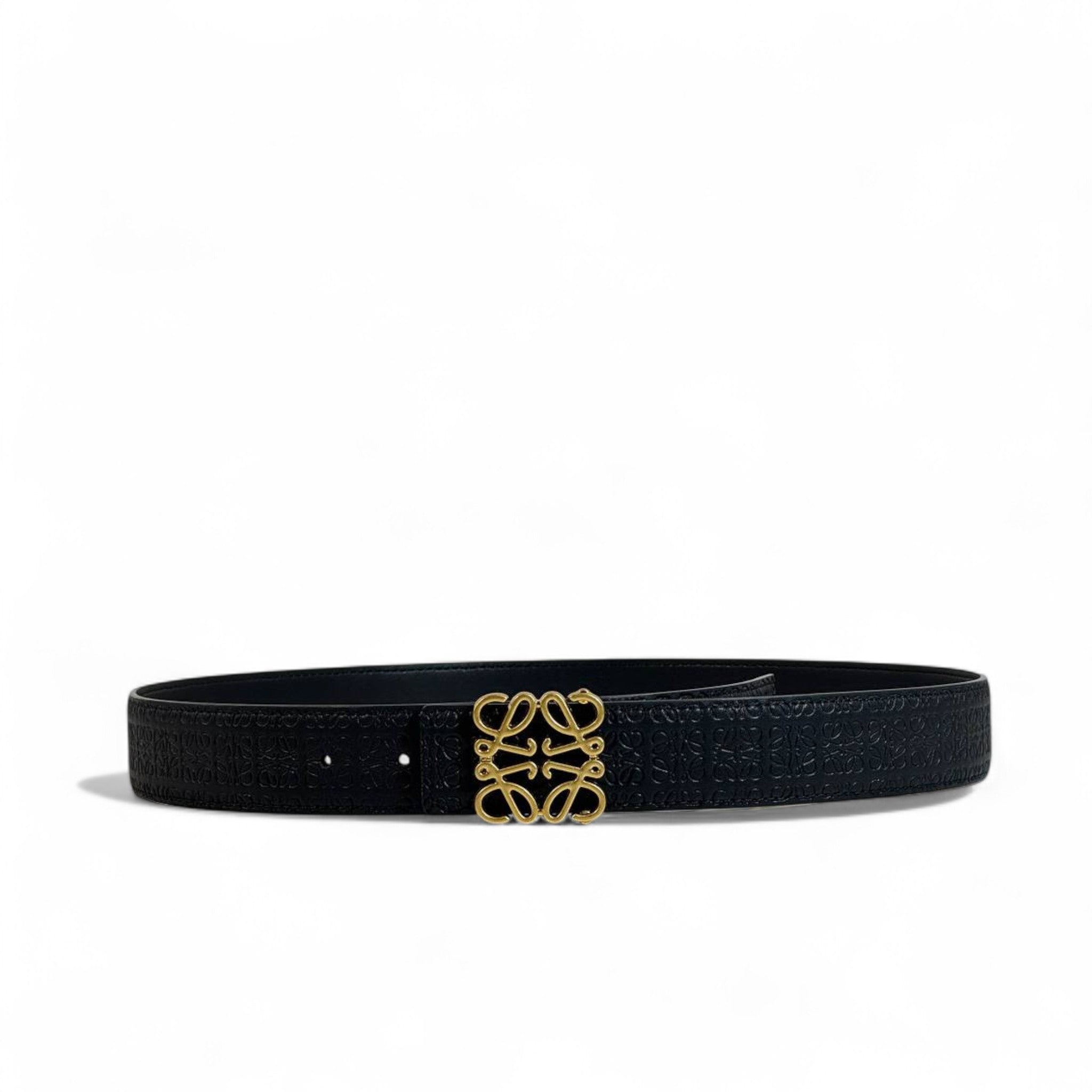 Loewe Black Embossed Belt 🖤✨ | Gold Icon Buckle • Timeless Luxury